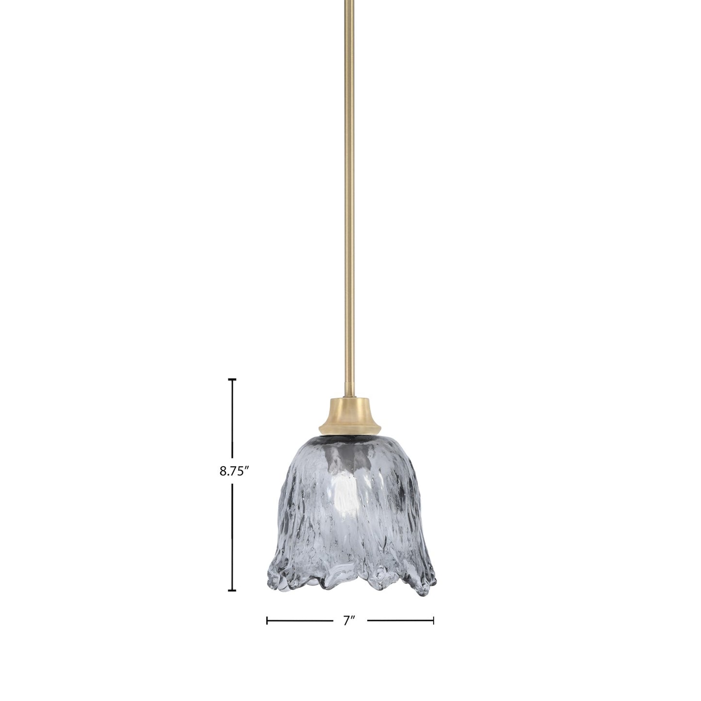 Toltec Stem 7in 1-Light Pendant | New Age Brass Steel and Smoke Lava Glass | Kitchen Island & Dining Room | 7 x 8.75 in | Model 33-NAB-4232