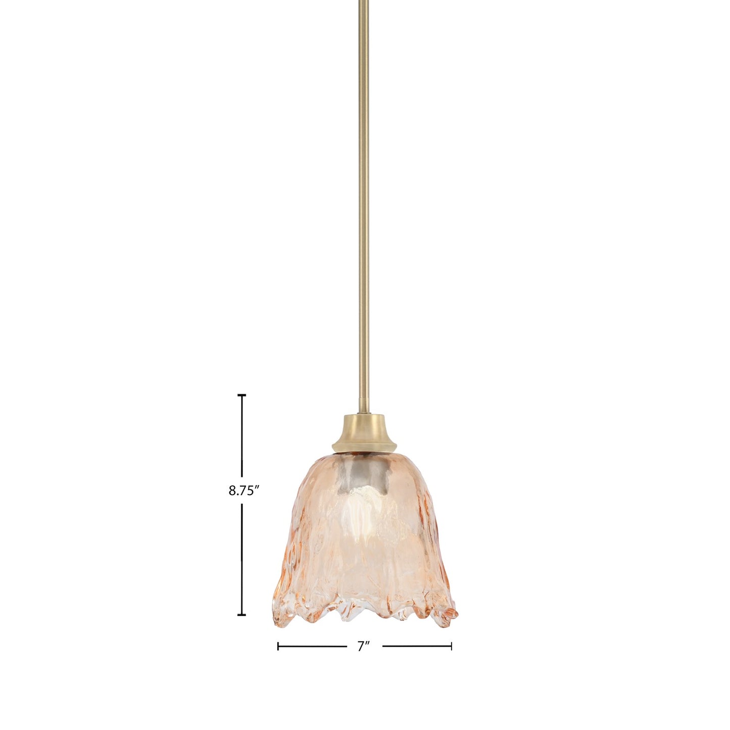 Toltec Stem 7in 1-Light Pendant | New Age Brass Steel and Amber Lava Glass | Kitchen Island & Dining Room | 7 x 8.75 in | Model 33-NAB-4233