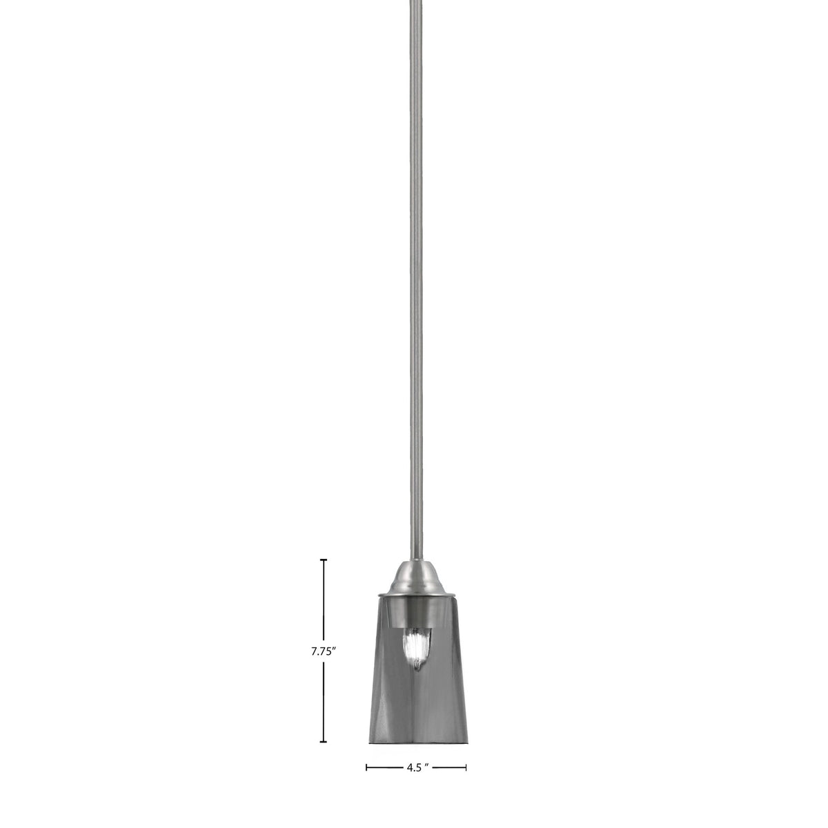 Toltec Paramount 4.5in 1-Light Mini Pendant | Modern Brushed Nickel and Smoke Bubble Glass | Kitchen Island & Dining Room | Model 3401-BN-262