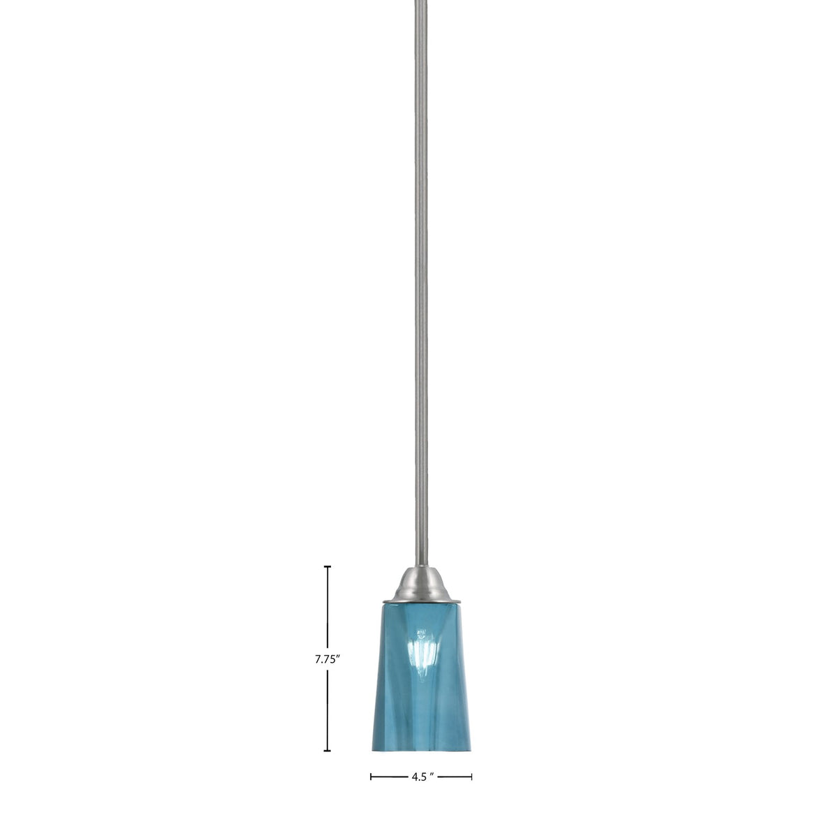Toltec Paramount 4.5in 1-Light Mini Pendant | Modern Brushed Nickel and Blue Gradient Glass | Kitchen Island & Dining Room | Model 3401-BN-265