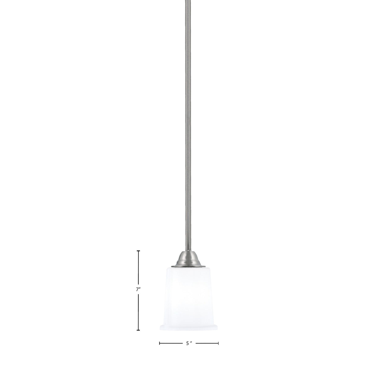Toltec Paramount 5in 1-Light Mini Pendant | Contemporary Brushed Nickel and White Opal Glass | Kitchen Island & Dining Room | Model 3401-BN-5031