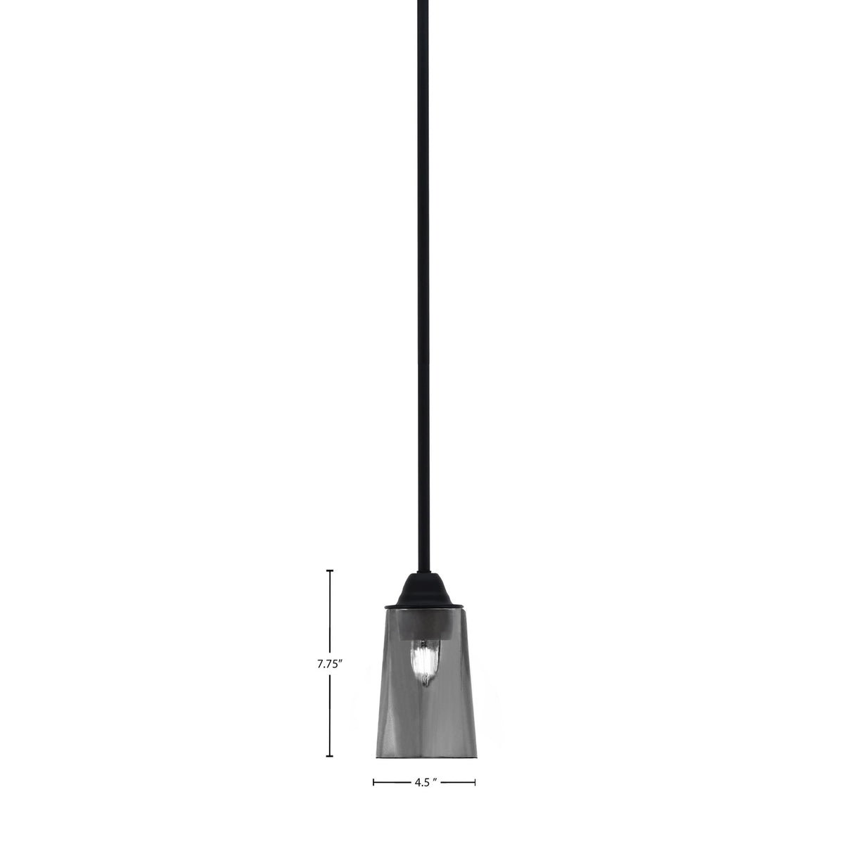 Toltec Paramount 5in 1-Light Mini Pendant | Modern Matte Black and Smoke Bubble Glass | Kitchen Island & Dining Room | Model 3401-MB-262