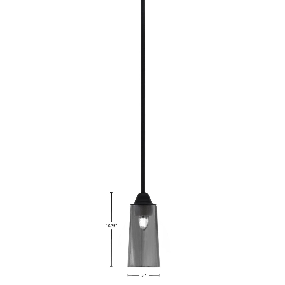 Toltec Paramount 5in 1-Light Mini Pendant | Modern Matte Black and Smoke Bubble Glass | Kitchen Island & Dining Room | Model 3401-MB-292