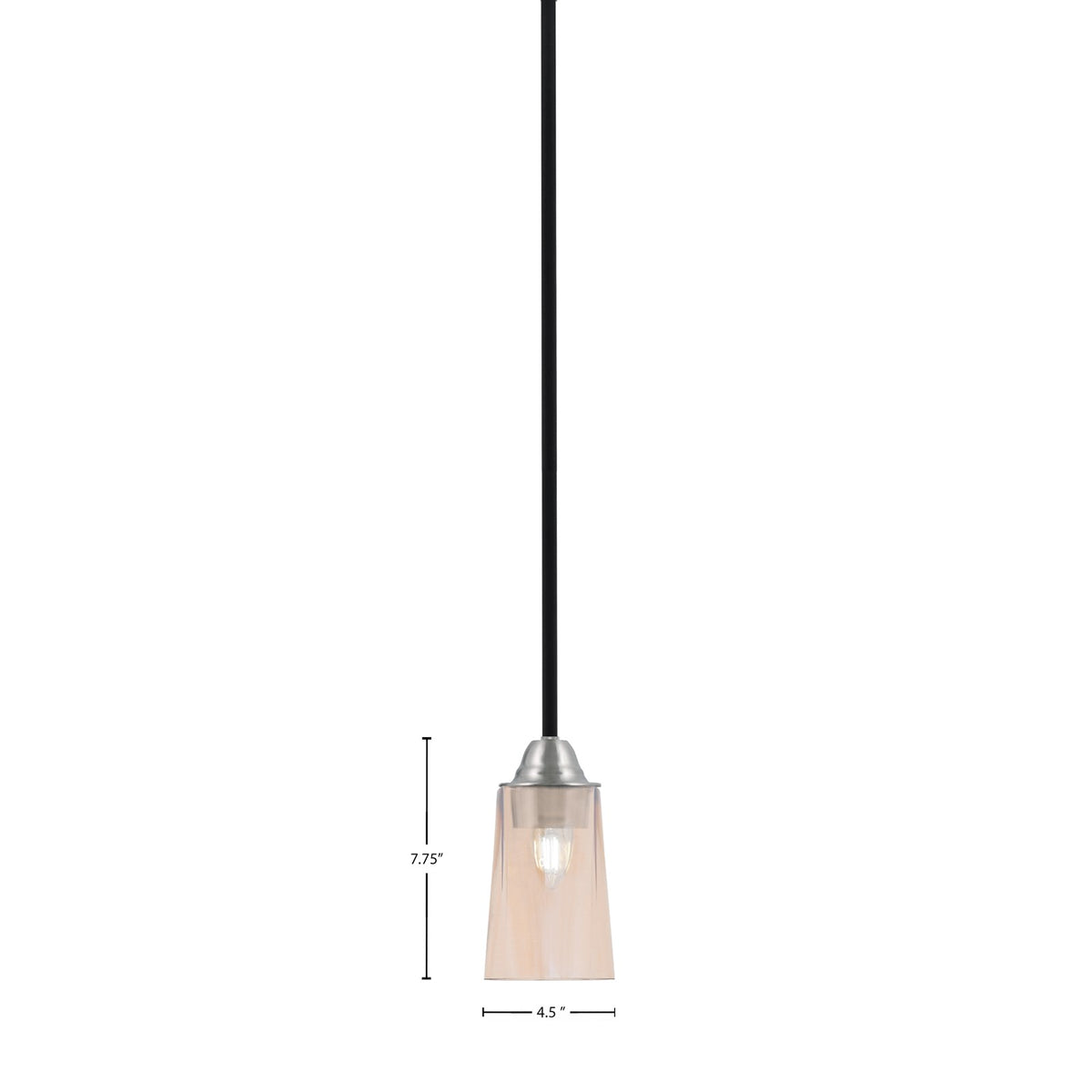 Toltec Paramount 4.5in 1-Light Mini Pendant | Modern Matte Black and Brushed Nickel Amber Gradient Glass | Kitchen Island | Model 3401-MBBN-263