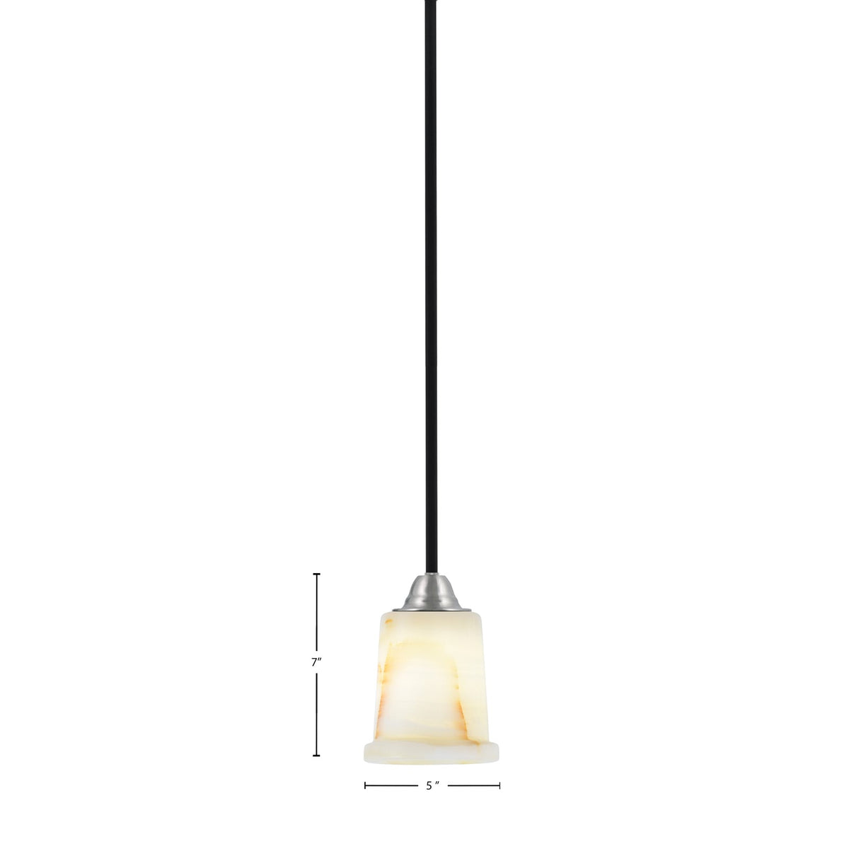 Toltec Paramount 5in 1-Light Mini Pendant | Modern Matte Black and Brushed Nickel Natural Stone Glass | Kitchen Island | Model 3401-MBBN-4128