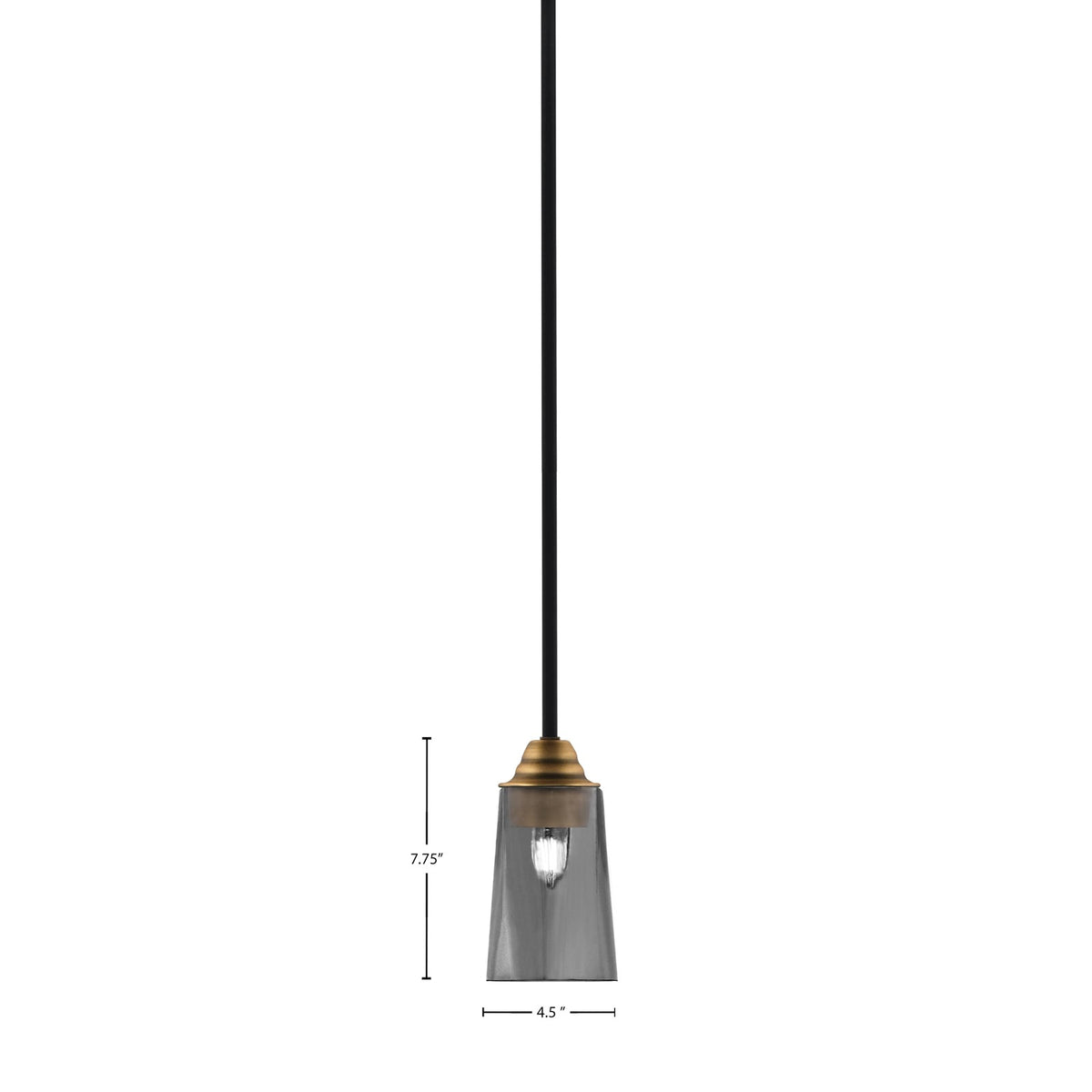 Toltec Paramount 4.5in 1-Light Mini Pendant | Modern Matte Black and Brass Smoke Bubble Glass | Kitchen Island & Dining Room | Model 3401-MBBR-262