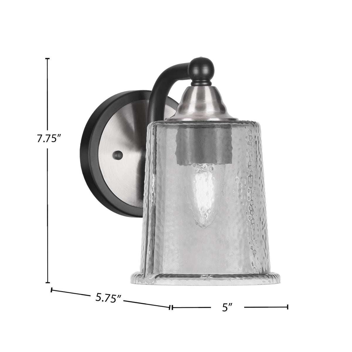 Toltec Paramount 5in 1-Light Wall Sconce | Modern Matte Black and Brushed Nickel with Smoke Bubble Glass | Bathroom & Hallway | Model 3421-MBBN-5032