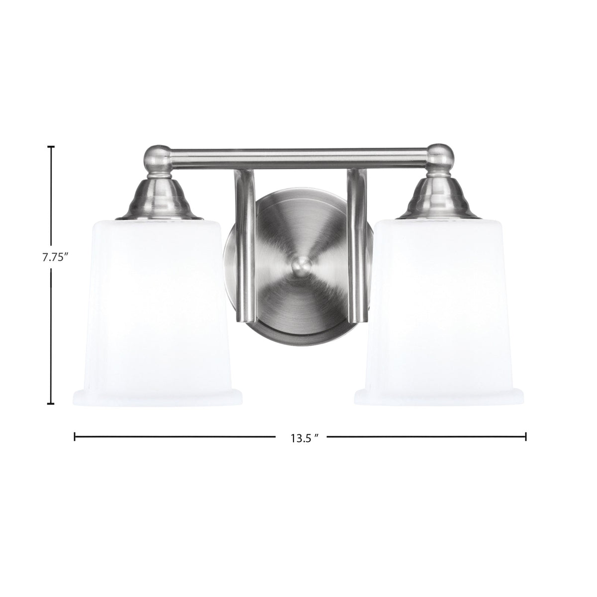Toltec Paramount 2-Light Bath Bar | Brushed Nickel and White Opal Glass | Bathroom Vanity & Powder Room | 7.25 x 7.75 in | Model 3422-BN-5031