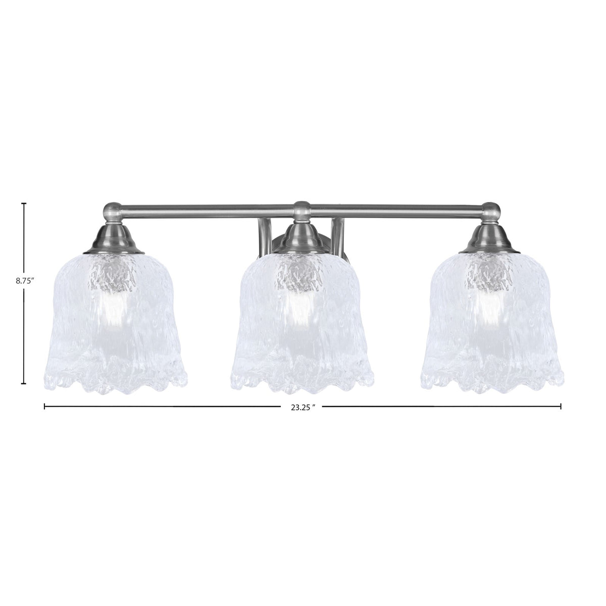 Toltec Paramount 3-Light Bath Bar | Brushed Nickel and Clear Lava Glass | Bathroom Vanity & Powder Room | 8 x 8.75 in | Model 3423-BN-4230