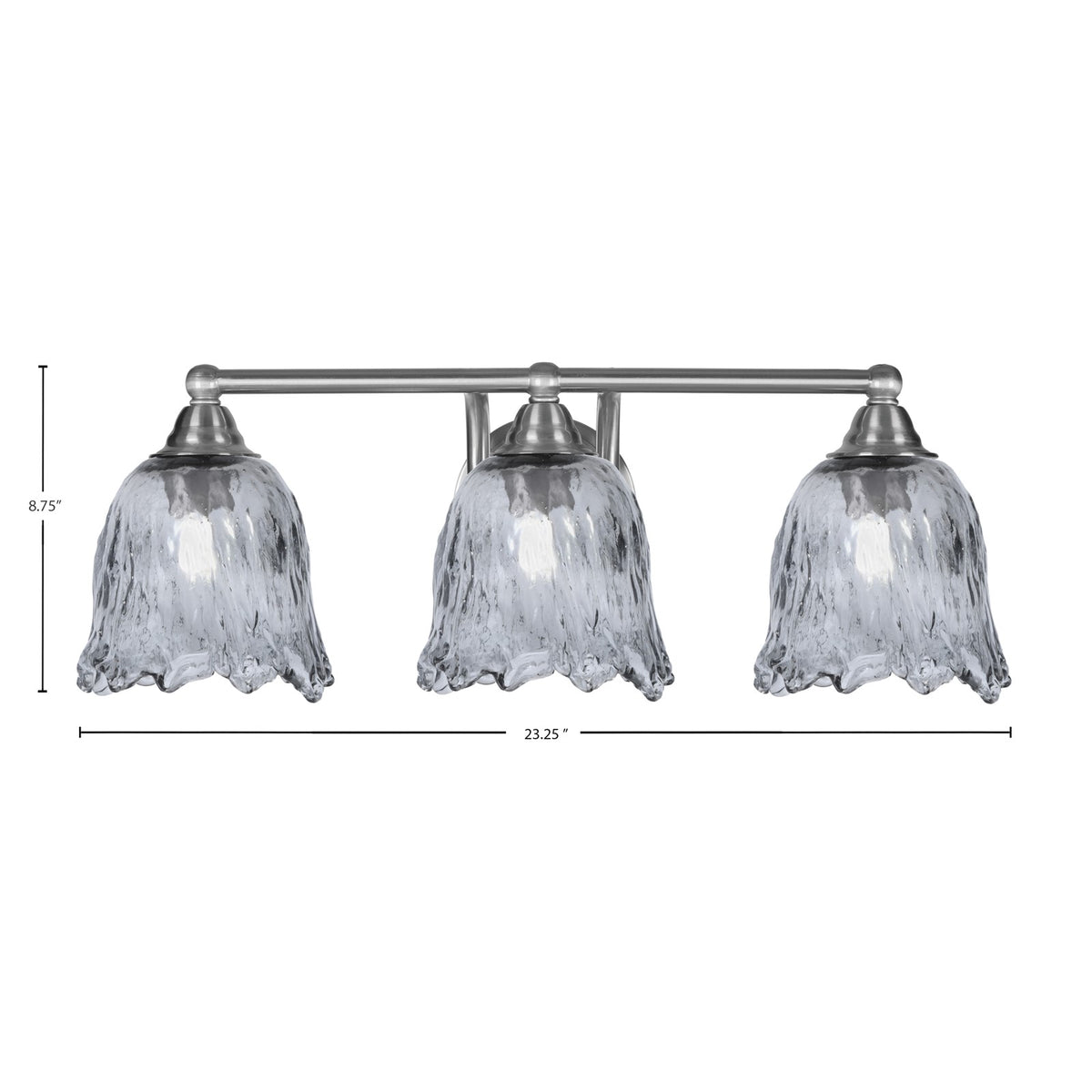 Toltec Paramount 3-Light Bath Bar | Brushed Nickel Steel and Smoke Bubble Glass | Bathroom Vanity & Powder Room | 8 x 8.75 in | Model 3423-BN-4232