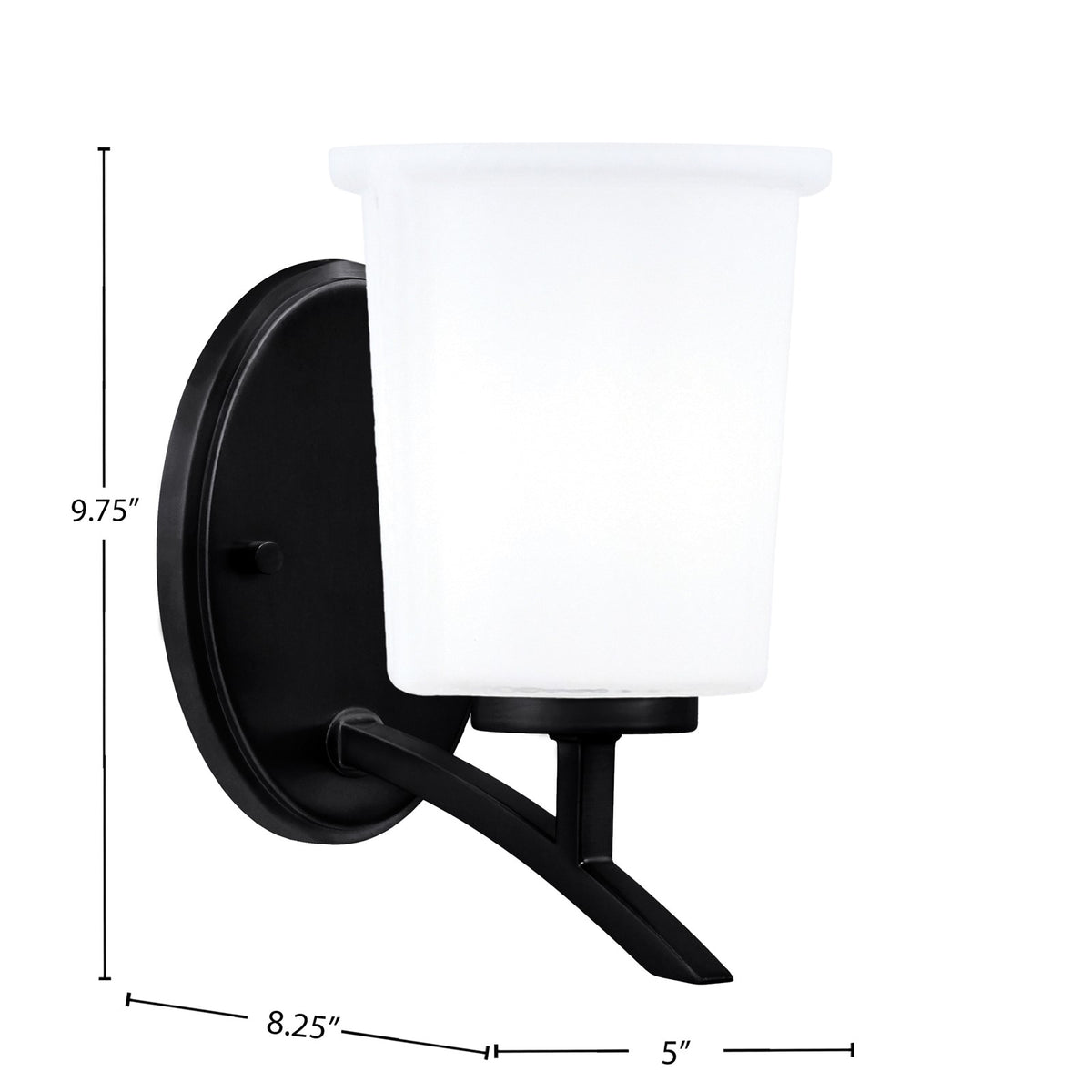 Toltec Kurve 9.75in 1-Light Uplight Wall Sconce | Modern Matte Black and White Opal Glass | Bathroom & Hallway | Model 3721-MB-5031