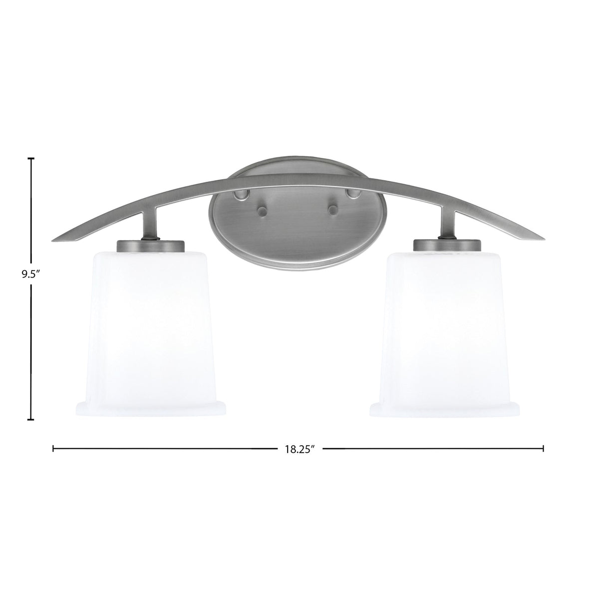 Toltec Kurve 9.5in 2-Light Bath Bar | Modern Graphite and White Opal Glass | Bathroom Vanity | 7 x 9.5 in | Model 3722-GP-5031