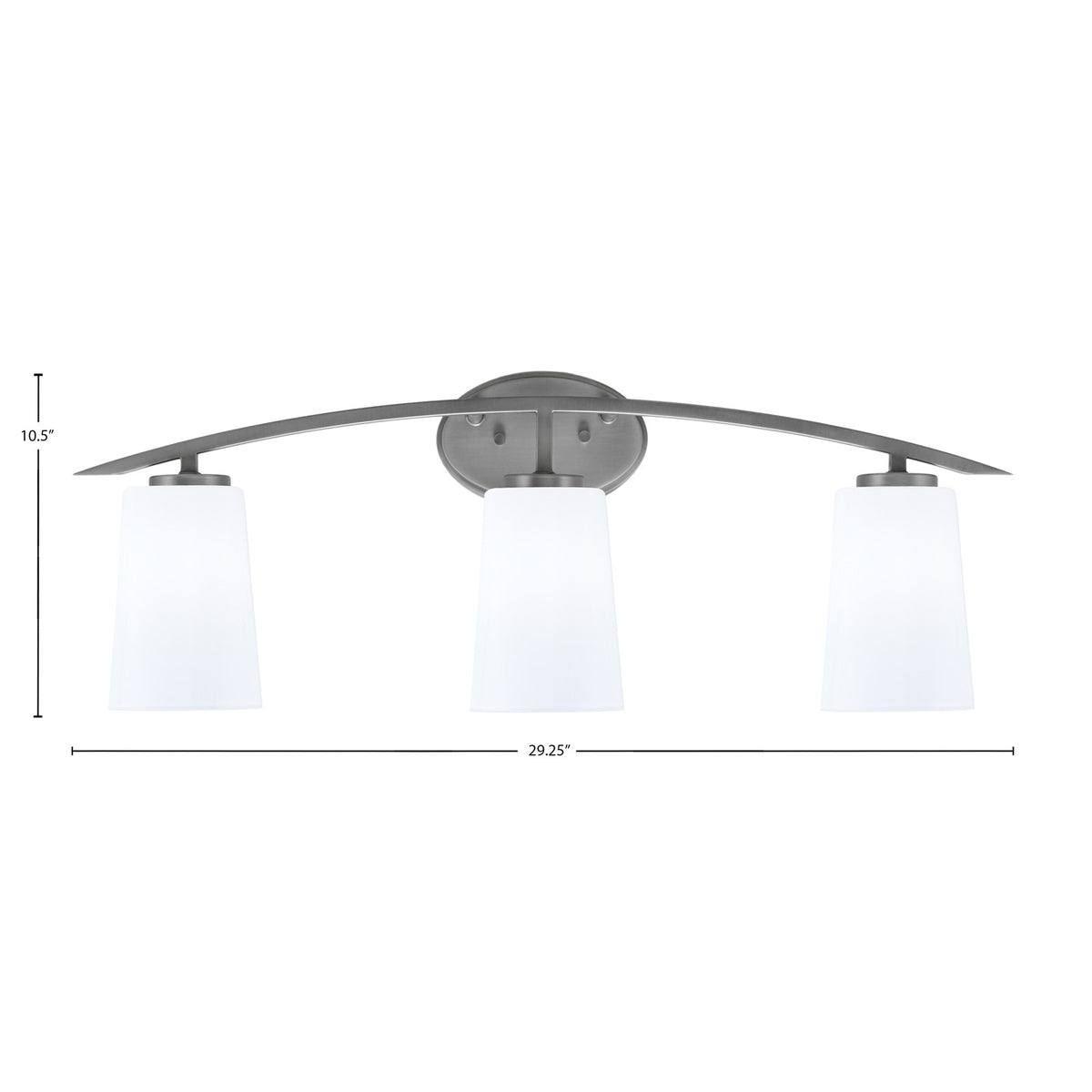 Toltec Kurve 3-Light Bath Bar | Graphite Steel and White Opal Glass | Bathroom Vanity & Powder Room | 7.25 x 10.5 in | Model 3723-GP-261