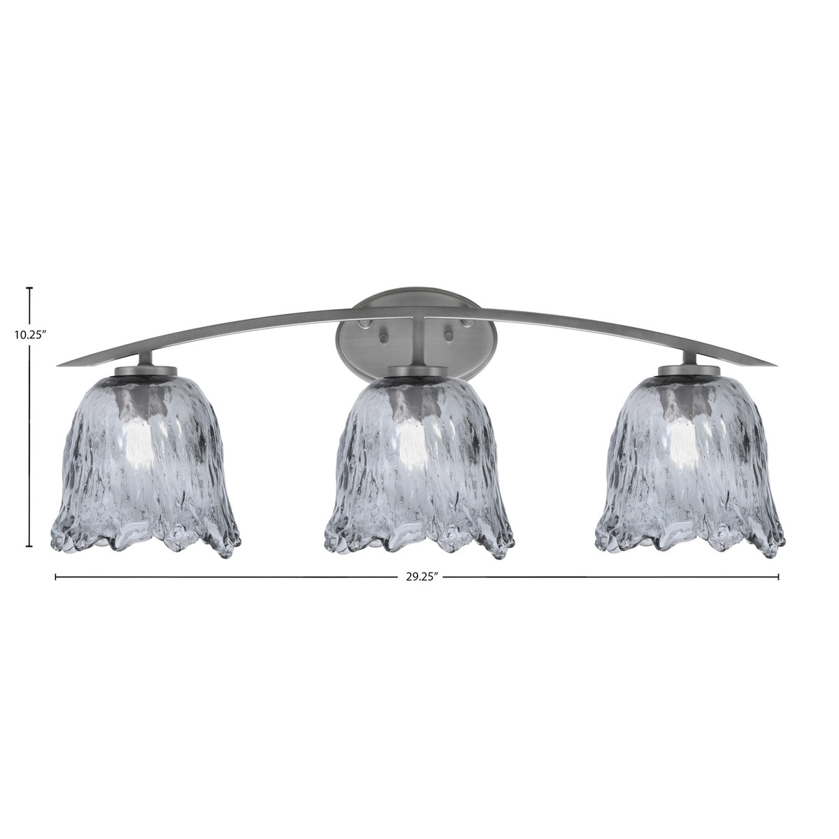 Toltec Kurve 3-Light Bath Bar | Graphite Finish and Smoke Lava Glass | Bathroom Vanity Light | 7.5 x 10.25 in | Model 3723-GP-4232