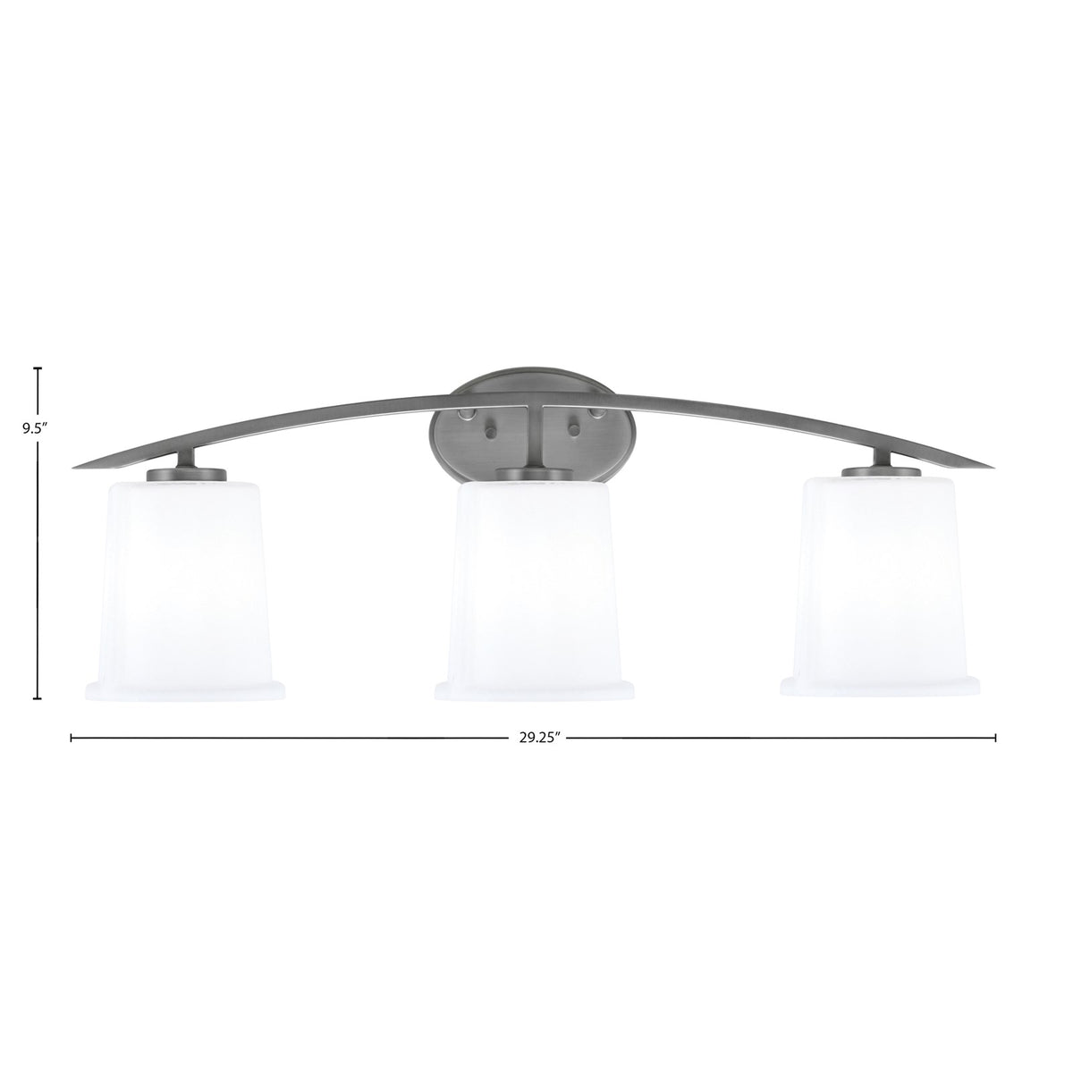 Toltec Kurve 3-Light Bath Bar | Modern Graphite Finish and White Opal Glass | Bathroom Vanity Lighting | 7 x 9.5 in | Model 3723-GP-5031