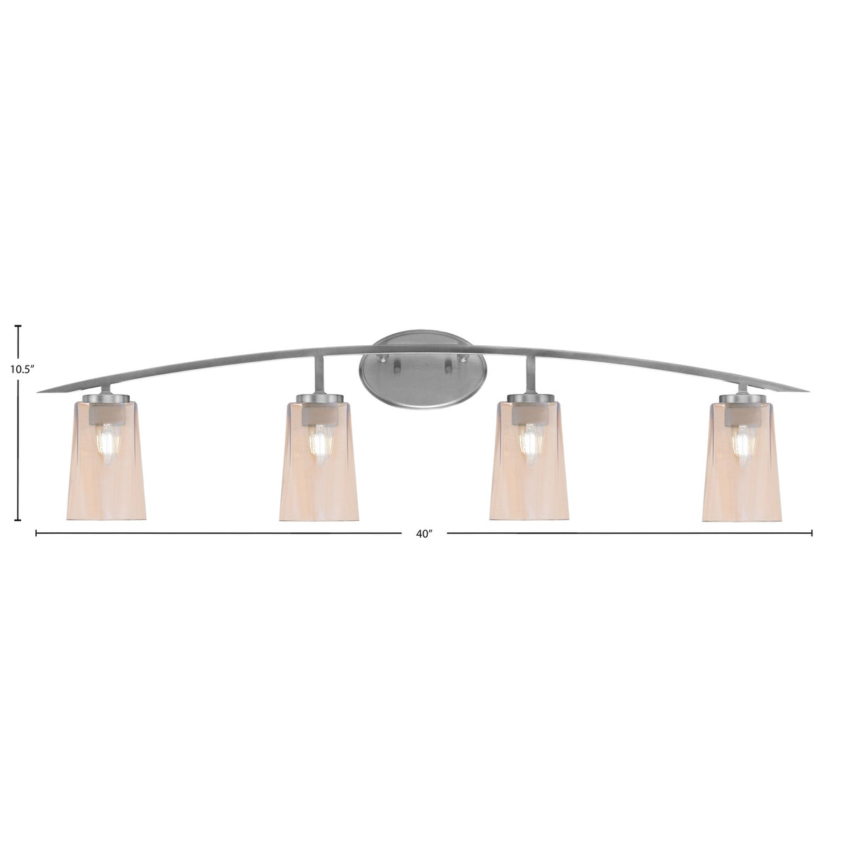 Toltec Kurve 4-Light Bath Bar | Graphite Steel and Amber Gradient Glass | Bathroom & Vanity | 7.25 x 10.5 in | Model 3724-GP-263