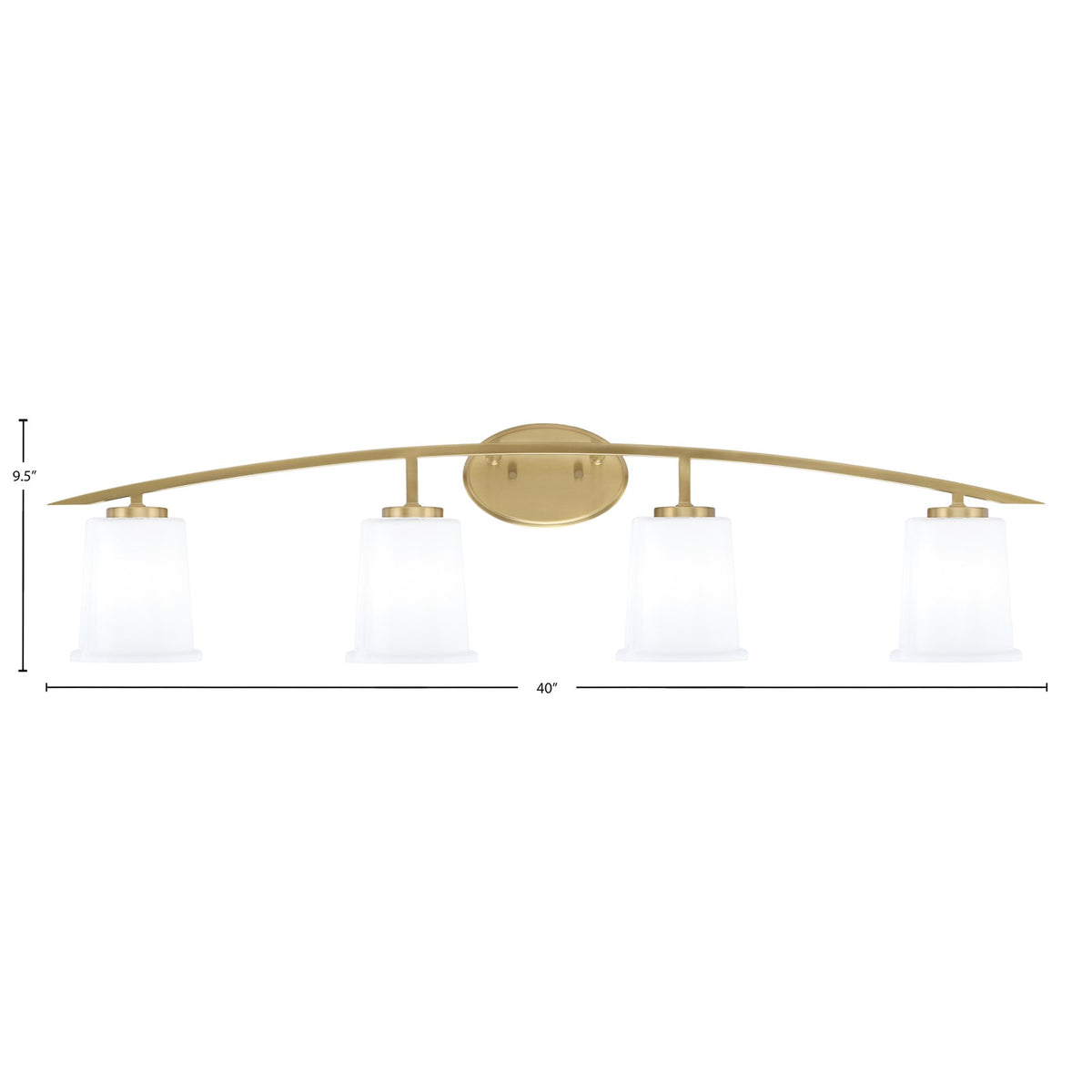 Toltec Kurve 4-Light Bath Bar | Modern New Age Brass and White Opal Glass | Bathroom & Powder Room Vanity Light | 7 x 9.5 in | Model 3724-NAB-5031