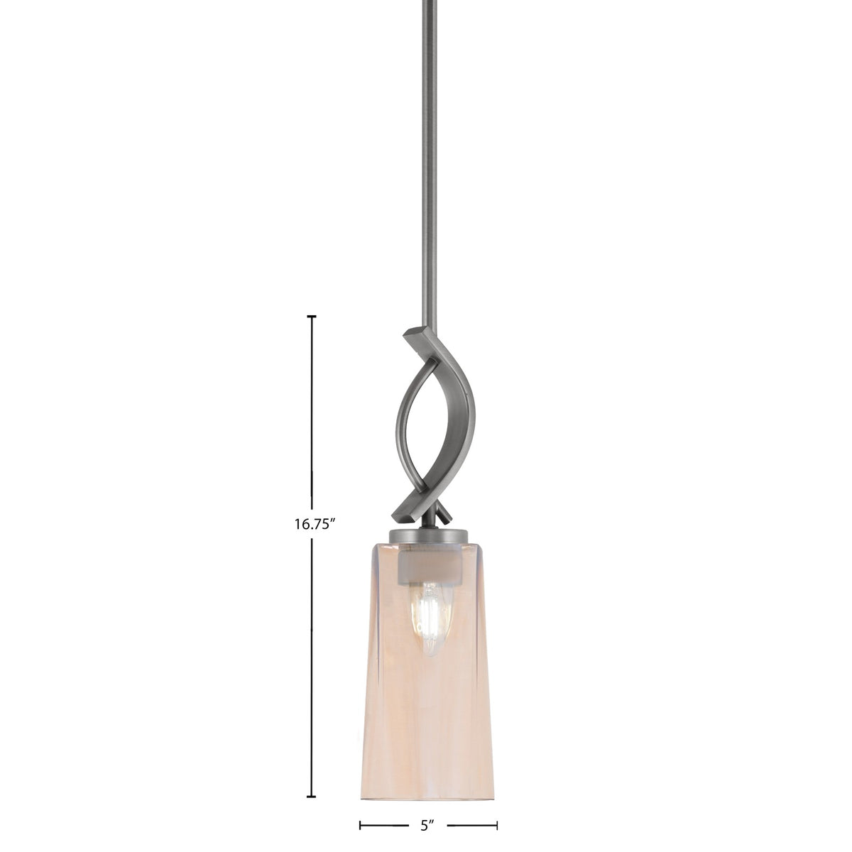 Toltec Cavella 5in 1-Light Mini Pendant | Contemporary Graphite and Amber Gradient Glass | Kitchen Island & Dining Nook | Model 3901-GP-293