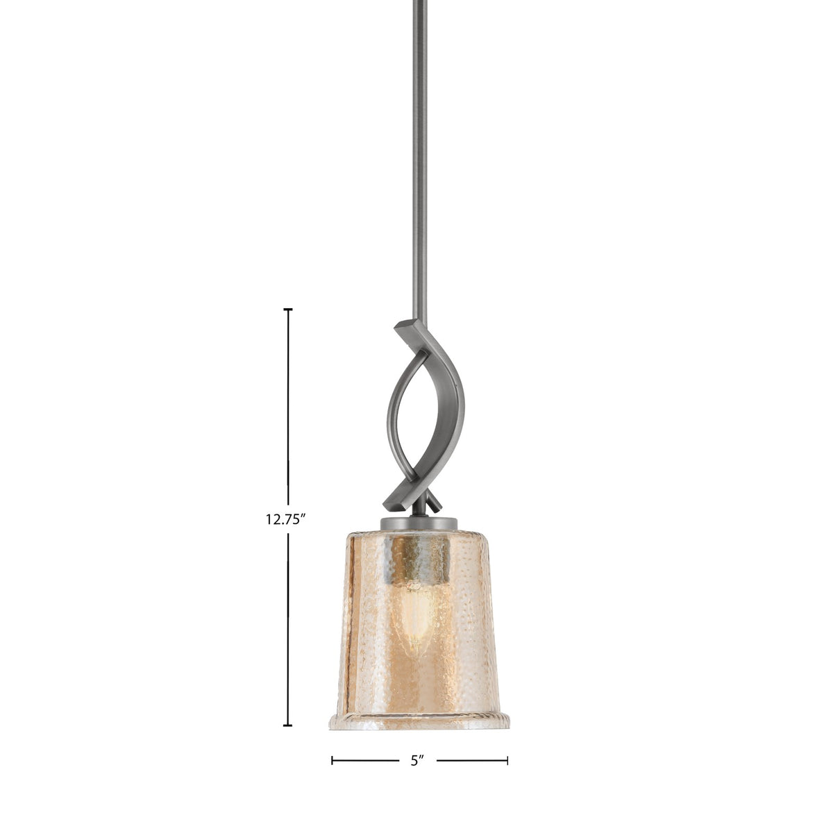 Toltec Cavella 5in 1-Light Mini Pendant | Modern Graphite and Amber Bubble Glass | Kitchen Island & Dining Room | 5 x 12.75 in | Model 3901-GP-5033