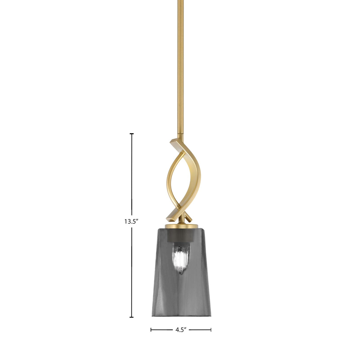 Toltec Cavella 4.5in 1-Light Mini Pendant | Contemporary New Age Brass and Smoke Bubble Glass | Kitchen Island & Dining Nook | Model 3901-NAB-262