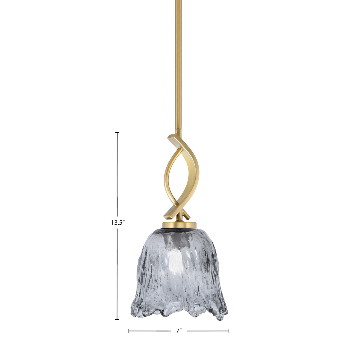 Toltec Cavella 7in 1-Light Mini Pendant | New Age Brass and Smoke Lava Glass | Kitchen Island & Dining Room | 7 x 13.5 in | Model 3901-NAB-4232