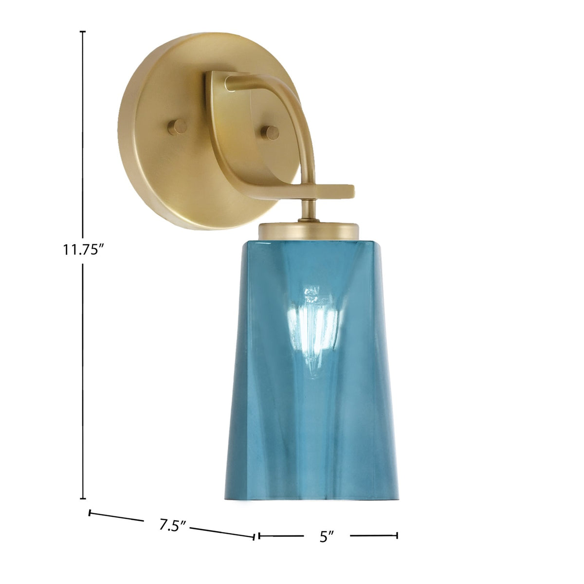 Toltec Cavella 5in 1-Light Wall Sconce | Modern New Age Brass and Blue Gradient Glass | Bedroom & Hallway Accent Light | Model 3911-NAB-265