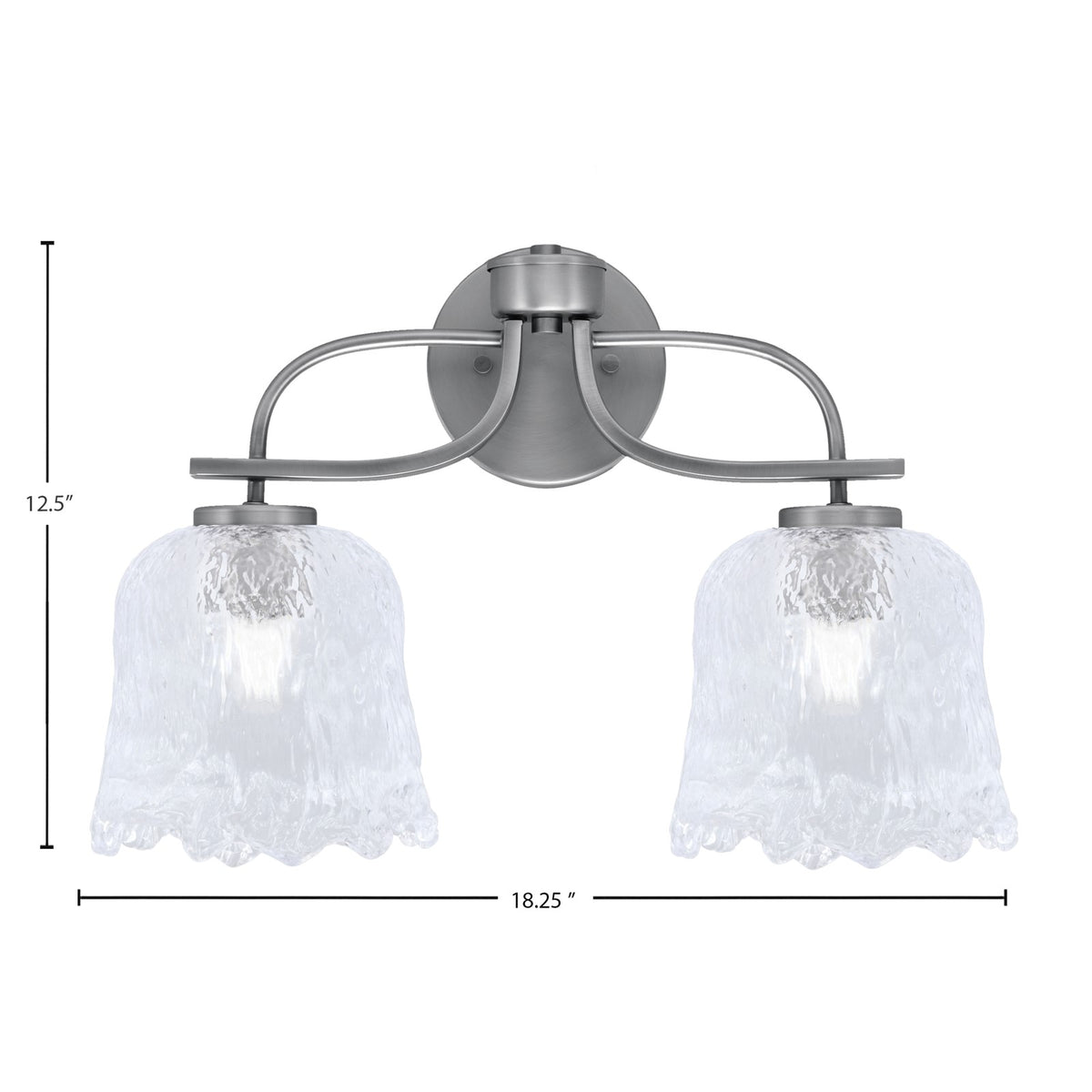 Toltec Cavella 2-Light Bath Bar | Graphite Finish and Clear Lava Glass | Bathroom Vanity | 8.5 x 12.5 in | Model 3912-GP-4230