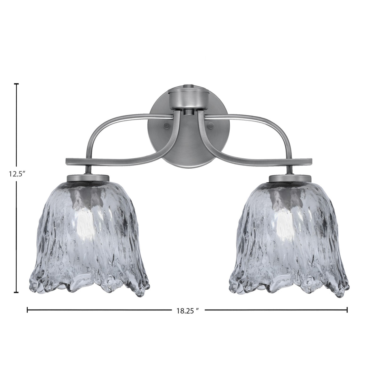 Toltec Cavella 12.5in 2-Light Bath Bar | Modern Graphite Steel and Smoke Lava Glass | Bathroom Vanity Light | 8.5 x 12.5 in | Model 3912-GP-4232