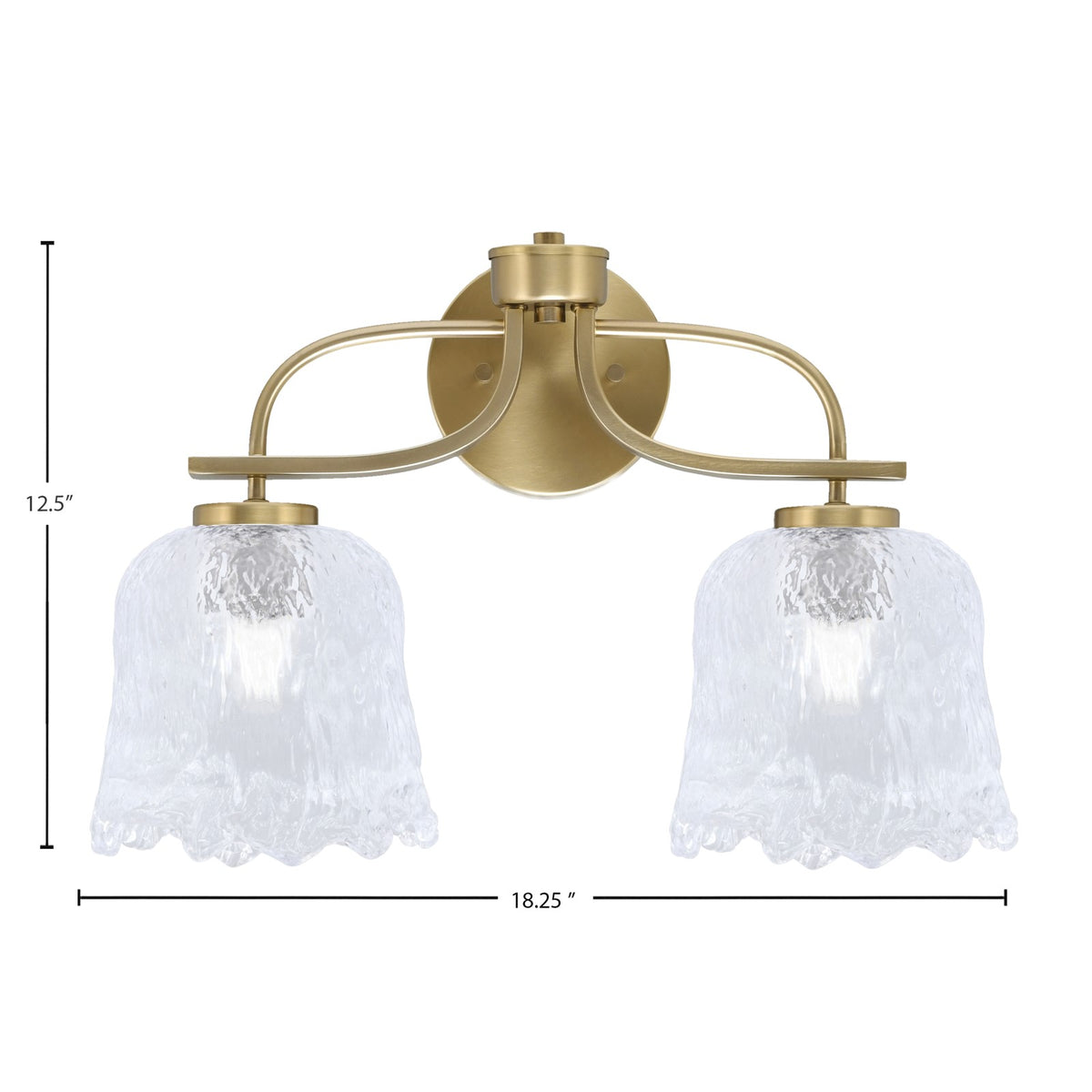 Toltec Cavella 12.5in 2-Light Bath Vanity Light | Modern New Age Brass and Clear Lava Glass | Bathroom Vanity & Mirror Lighting | 8.5 x 12.5 in | Model 3912-NAB-4230