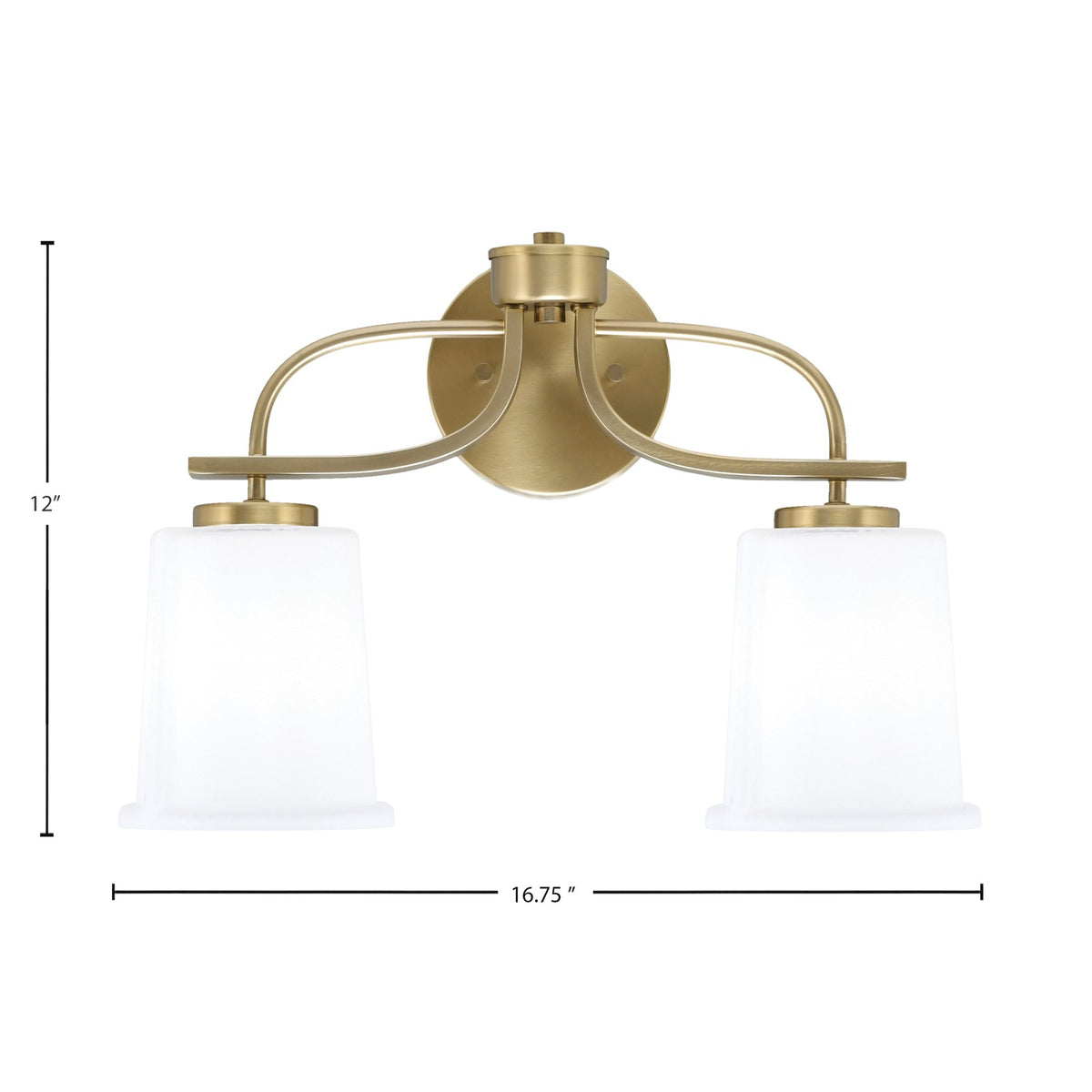Toltec Cavella 12in 2-Light Bath Vanity Light | Modern New Age Brass and White Opal Glass | Bathroom Vanity & Mirror Lighting | 7.25 x 12 in | Model 3912-NAB-5031