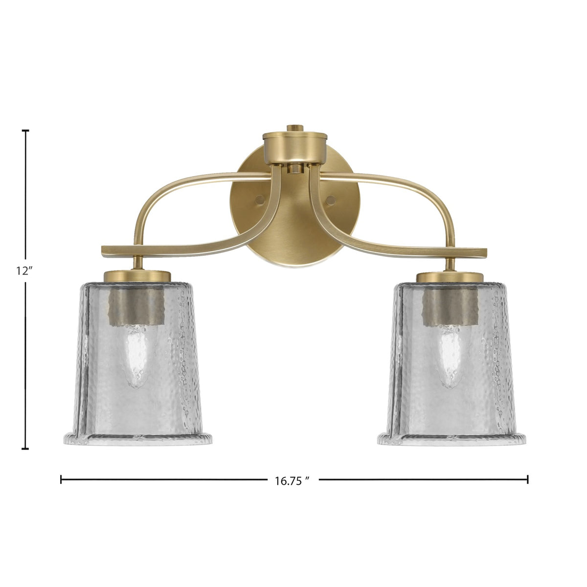 Toltec Cavella 12in 2-Light Bath Vanity Light | Modern New Age Brass and Smoke Bubble Glass | Bathroom Vanity & Mirror Lighting | 7.25 x 12 in | Model 3912-NAB-5032