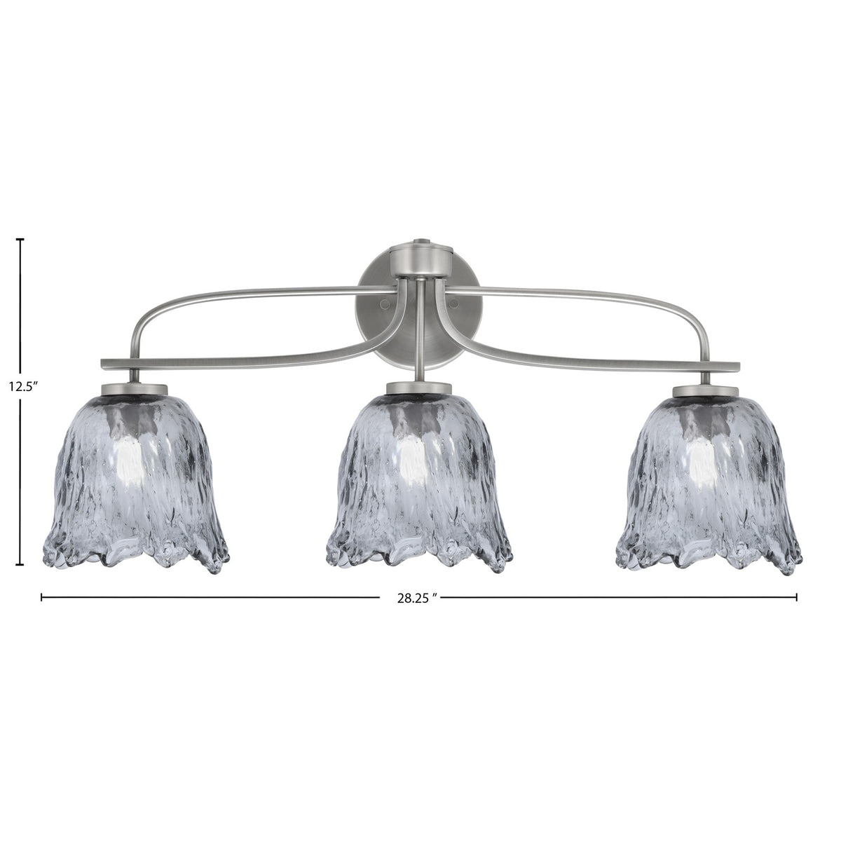 Toltec Cavella 12.5in 3-Light Bath Bar | Modern Graphite and Smoke Lava Glass | Bathroom Vanity Light | 8.5 x 12.5 in | Model 3913-GP-4232