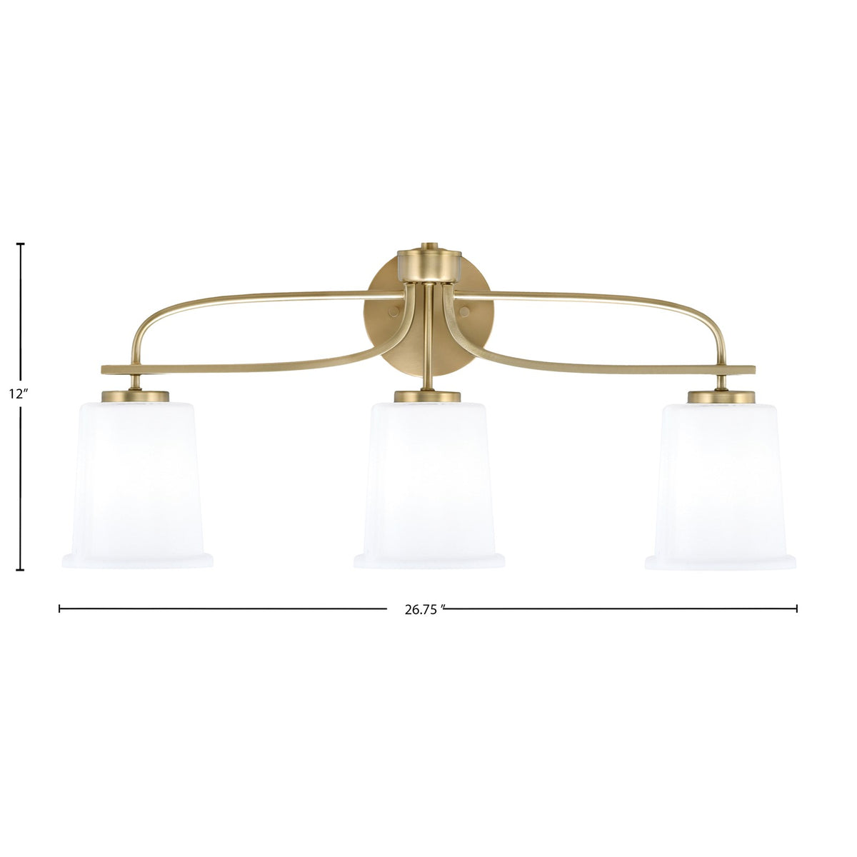 Toltec Cavella 3-Light Bath Bar | Modern New Age Brass and White Opal Glass | Bathroom Vanity Light | 7.25 x 12 in | Model 3913-NAB-5031