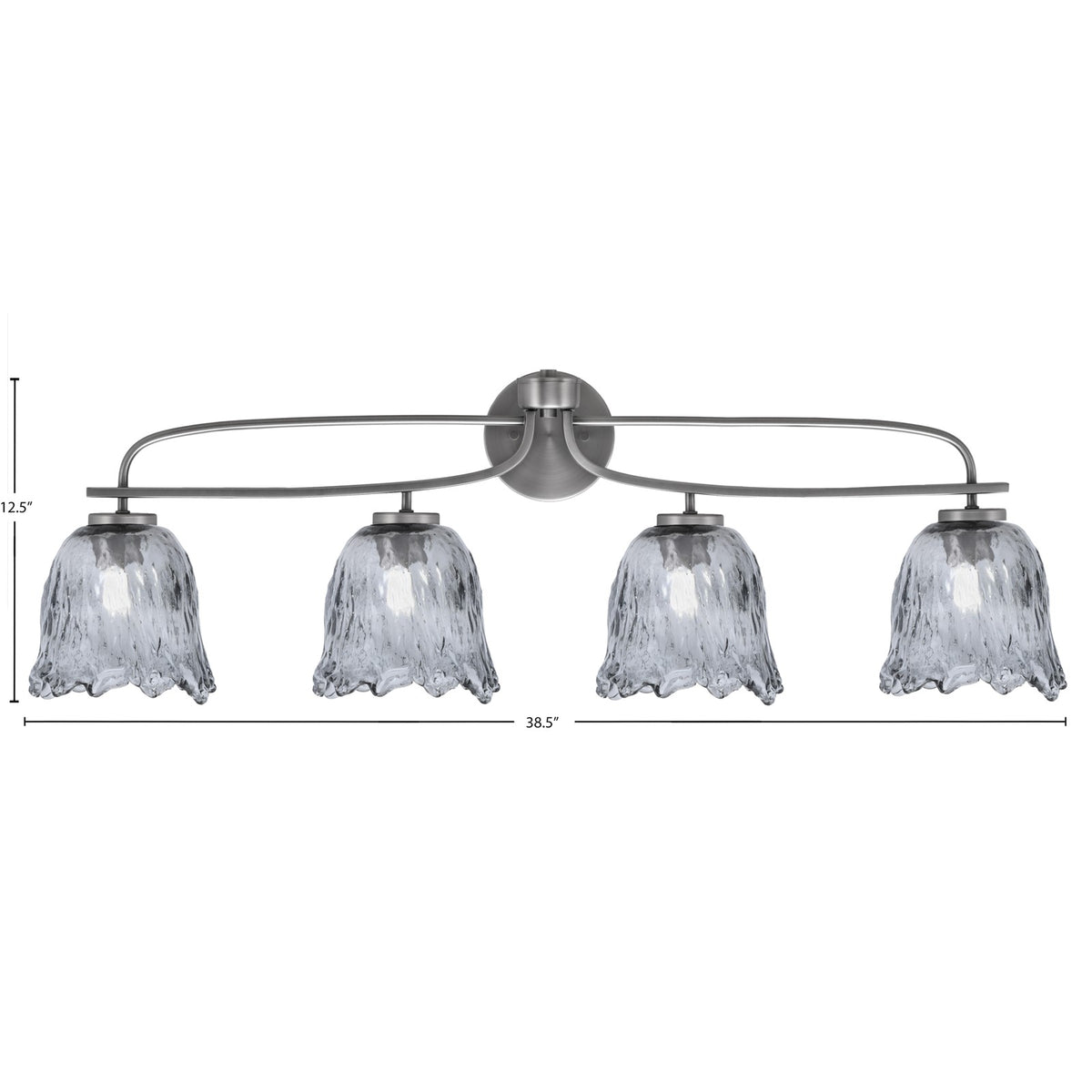 Toltec Cavella 12.5in 4-Light Bath Bar | Modern Graphite Steel and Smoke Bubble Glass | Bathroom Vanity Light | 8.5 x 12.5 in | Model 3914-GP-4232