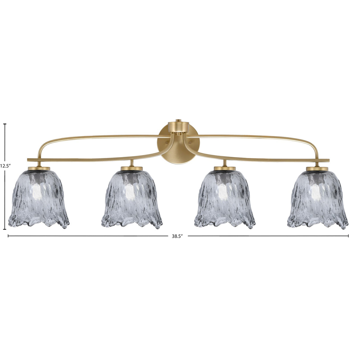 Toltec Cavella 4-Light Bath Bar | New Age Brass and Smoke Lava Glass | Bathroom & Vanity Lighting | 8.5 x 12.5 in | Model 3914-NAB-4232