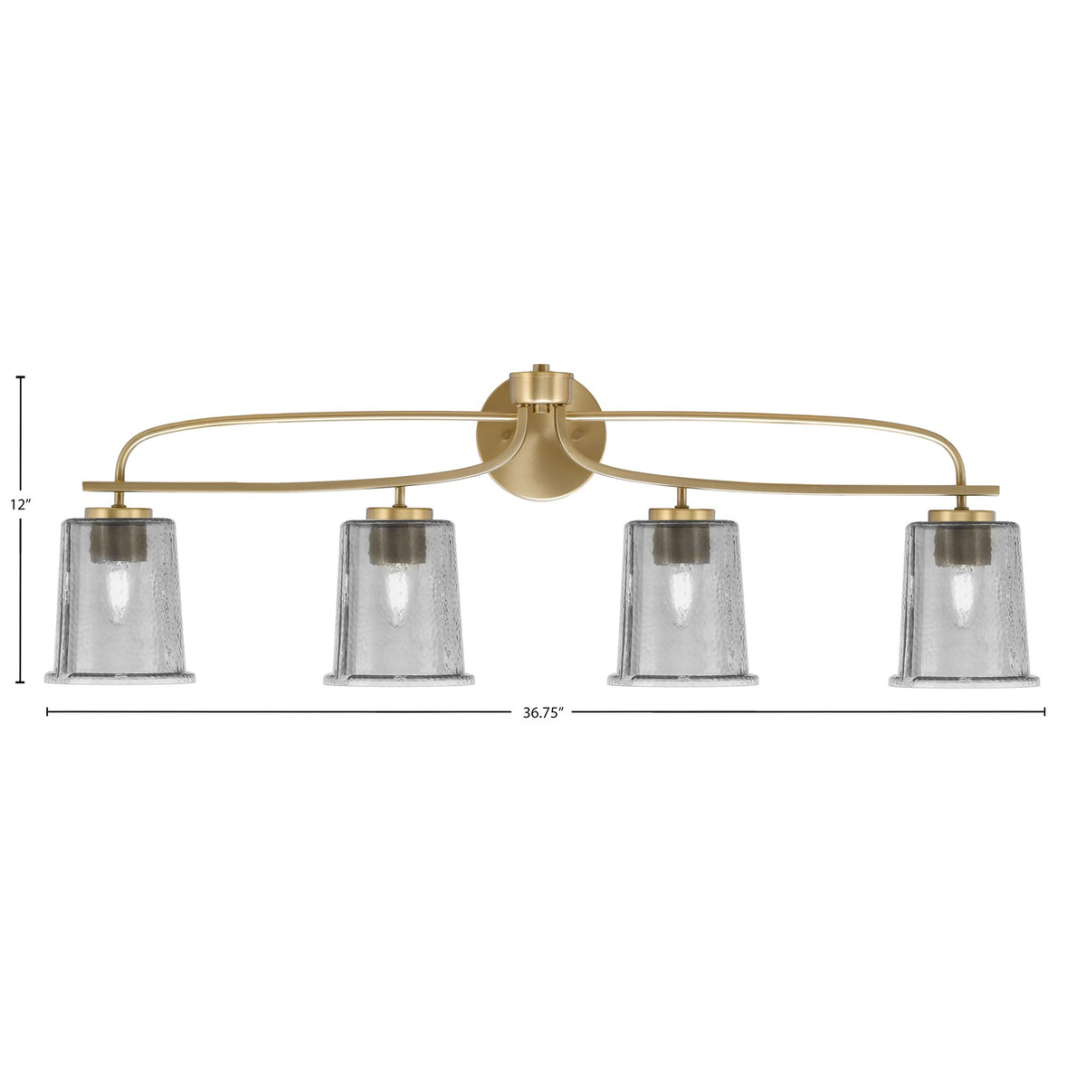 Toltec Cavella 4-Light Bath Bar | New Age Brass and Smoke Bubble Glass | Bathroom & Vanity Lighting | 7.25 x 12 in | Model 3914-NAB-5032