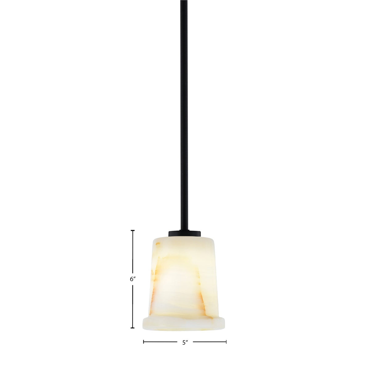 Toltec Atlas 5in 1-Light Mini Pendant | Matte Black and Natural Stone Glass | Kitchen Island & Dining Room | 5 x 6 in | Model 4501-MB-4128