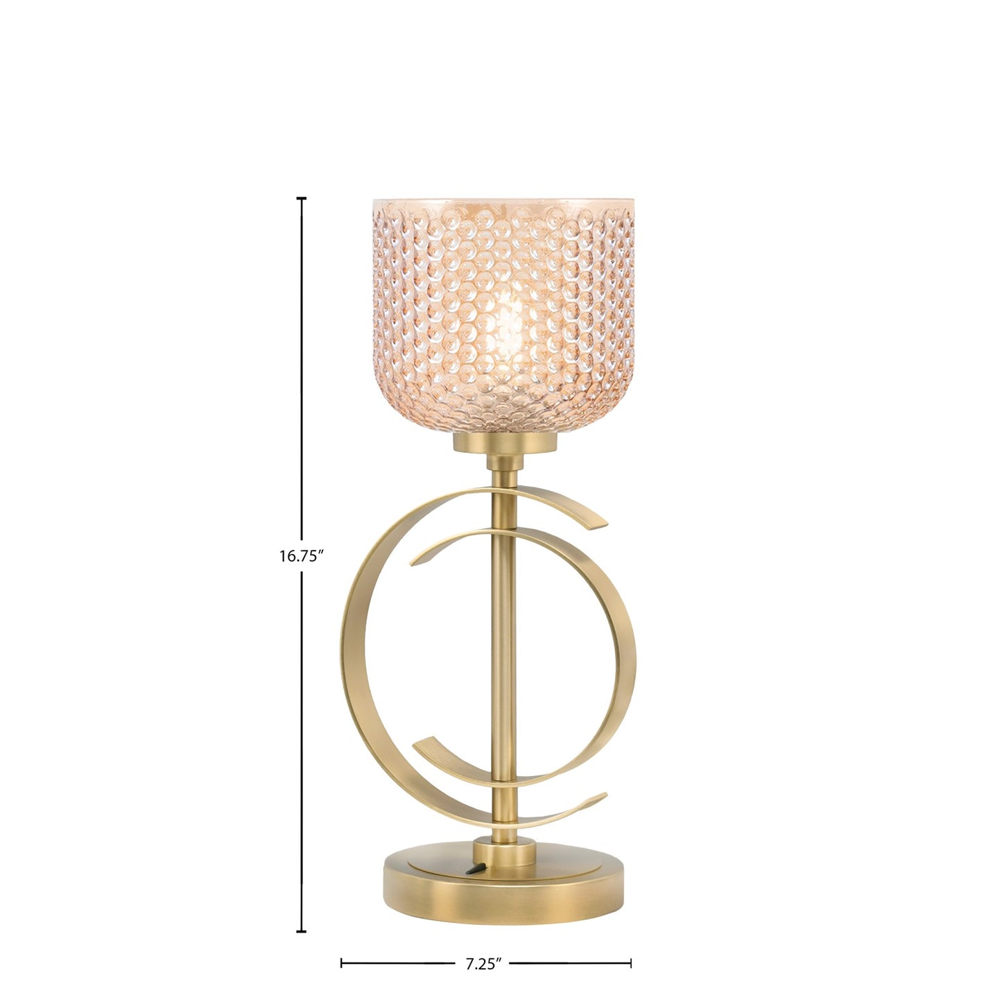 Toltec Accent Lamp 1-Light Table Lamp | Modern New Age Brass Steel and Amber Textured Glass | Bedside & Desk Accent | 7.25 x 7.25 x 16.75 in | Model 56-NAB-4613