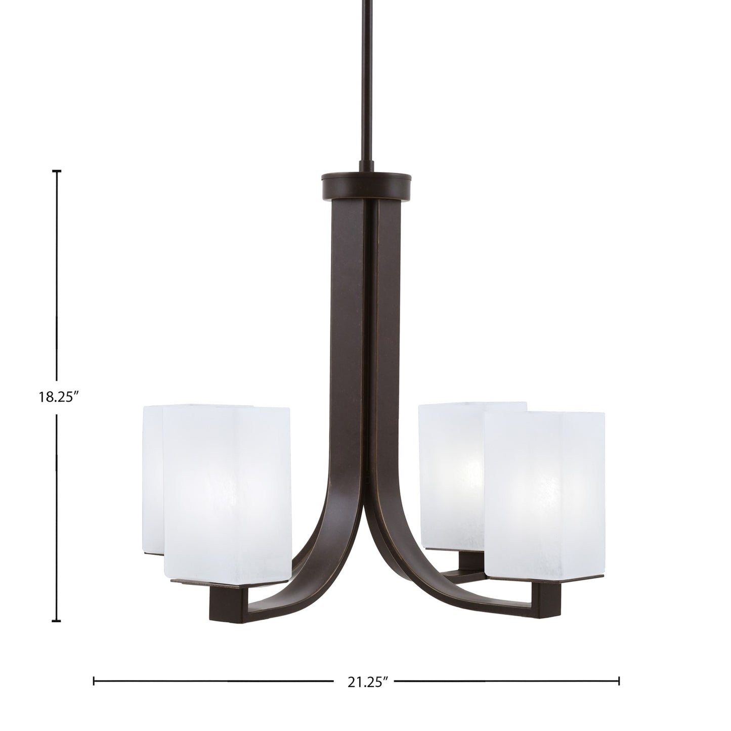 Toltec Apollo 21.25in 4-Light Uplight Chandelier | Dark Granite Steel and White Marble Glass | Dining Room & Living Room | 21.25 x 21.25 x 18.25 in | Model 574-DG-541