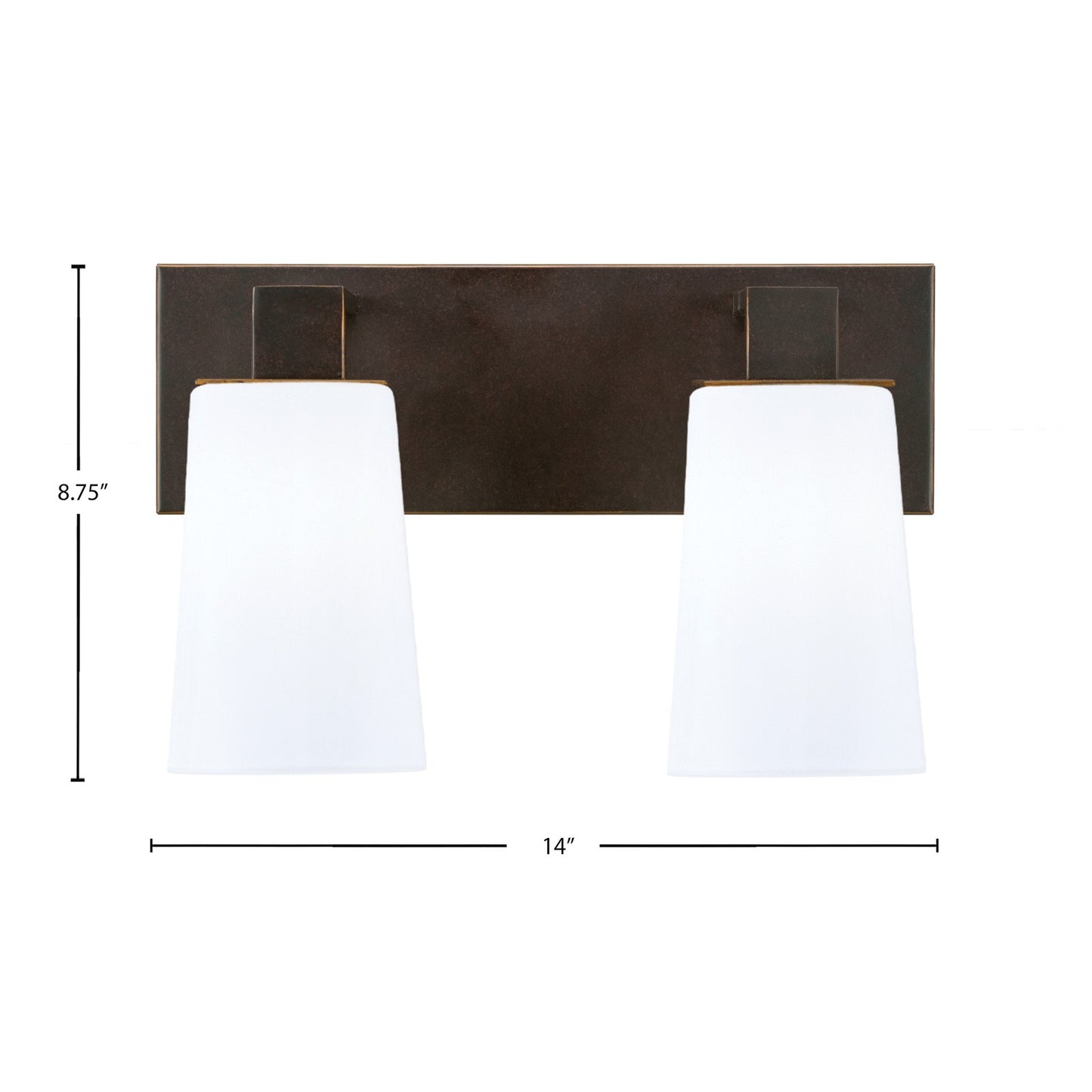 Toltec Apollo 2-Light Bath Bar | Dark Granite Steel and White Opal Glass | Bathroom Vanity & Powder Room | 8.75 in H | Model 582-DG-261