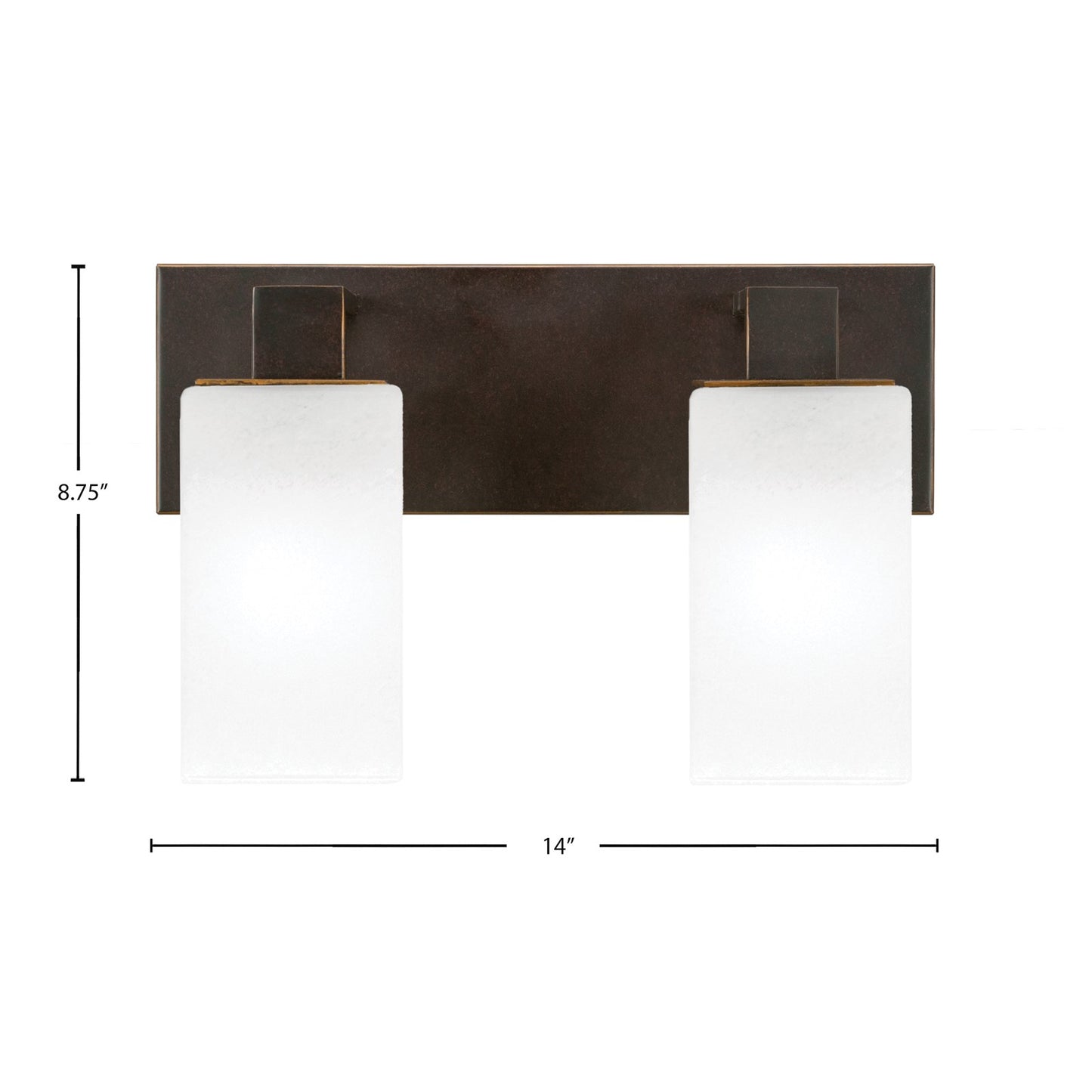 Toltec Apollo 2-Light Bath Bar | Dark Granite Steel and White Marble Glass | Bathroom Vanity & Powder Room | 8.75 in H | Model 582-DG-541