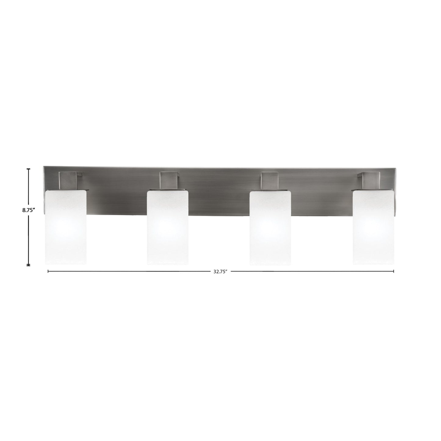Toltec Apollo 32.75in 4-Light Bath Bar | Modern Graphite Steel and White Marble Glass | Bathroom Vanity Light | 32.75 x 4.5 x 8.75 in | Model 584-GP-541