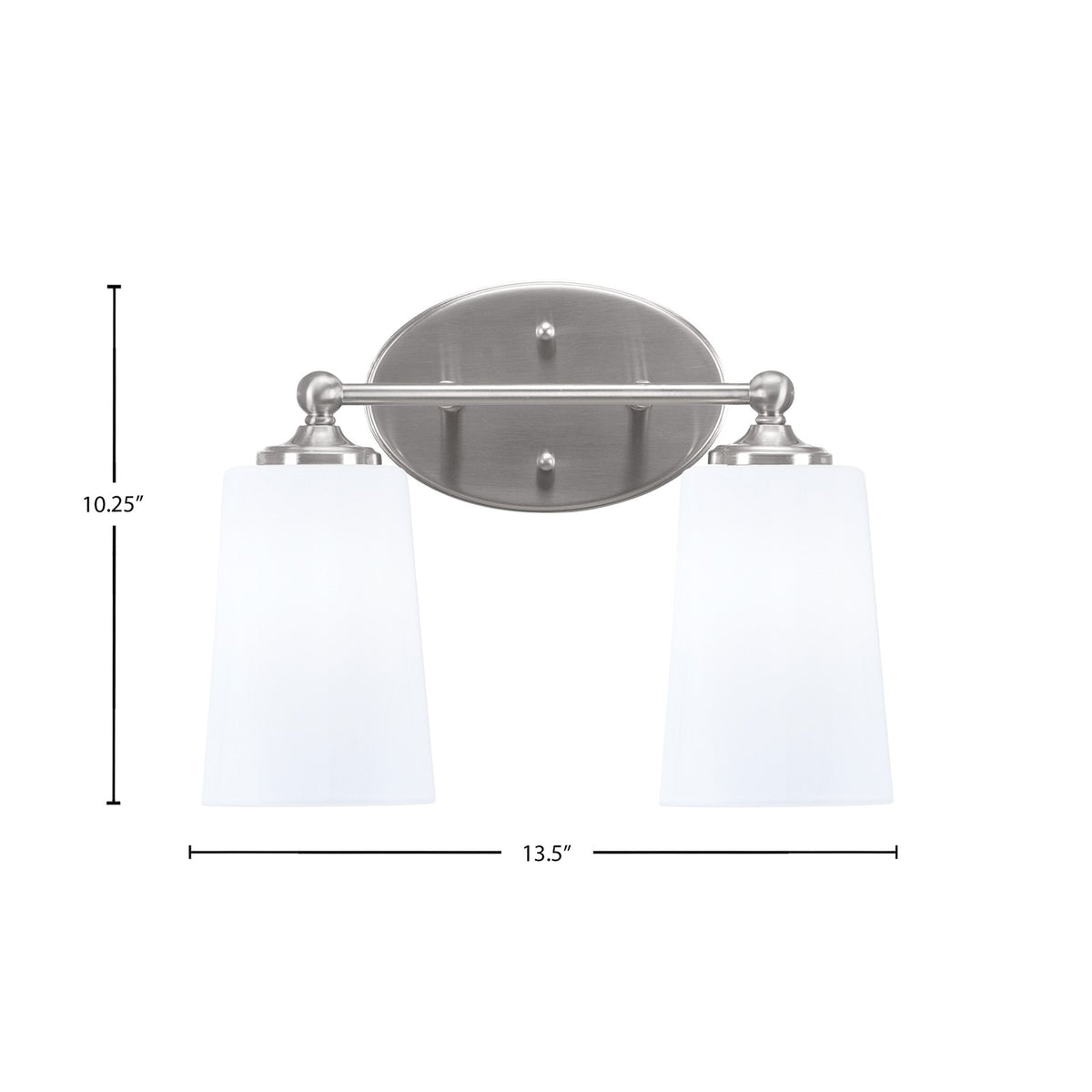 Toltec Capri 2-Light Bath Bar | Brushed Nickel and White Opal Glass | Bathroom & Powder Room Vanity Light | 7.5 x 10.25 in | Model 5912-BN-261