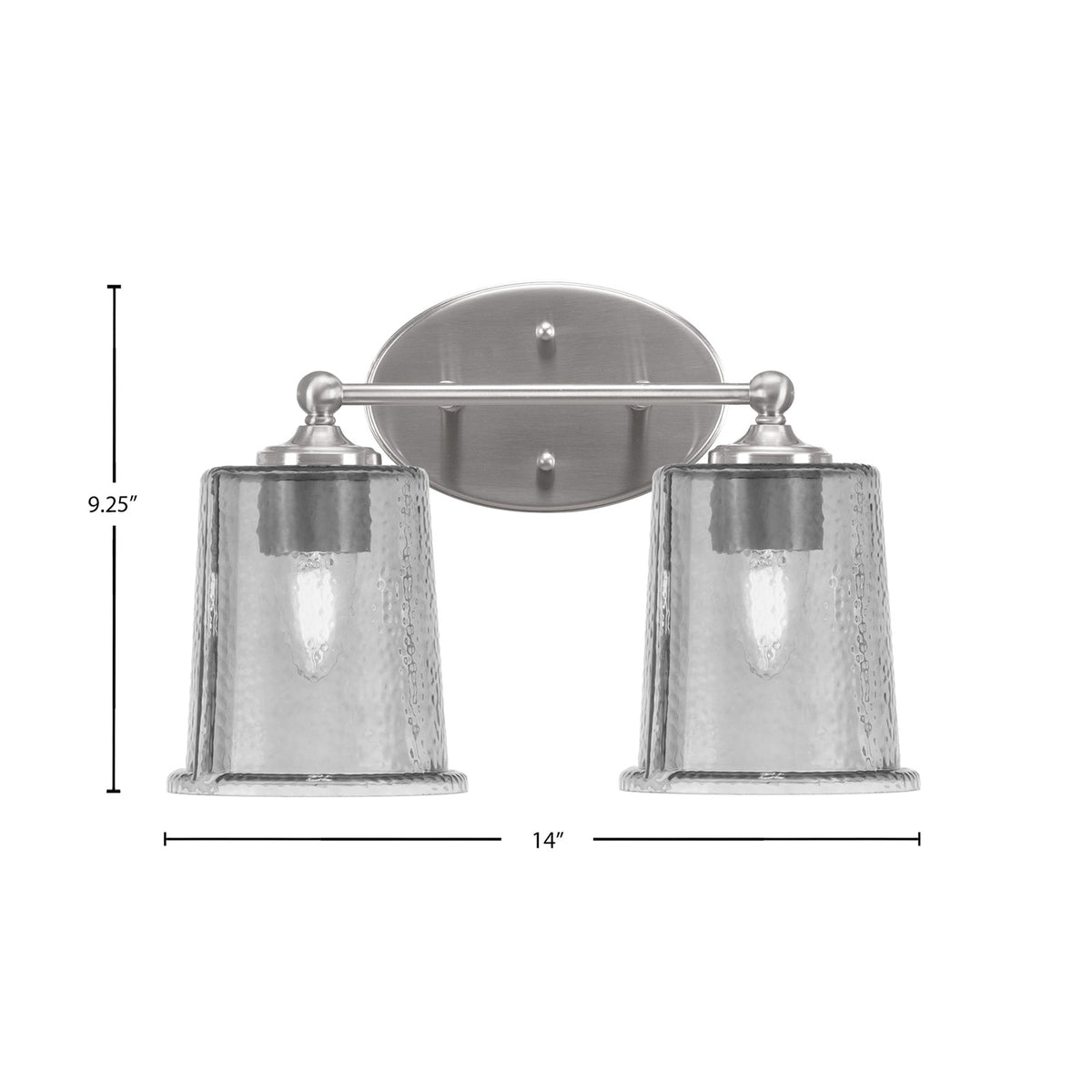 Toltec Capri 2-Light Bath Bar | Brushed Nickel and Smoke Bubble Glass | Bathroom Vanity & Powder Room | 8.25 x 9.25 in | Model 5912-BN-5032