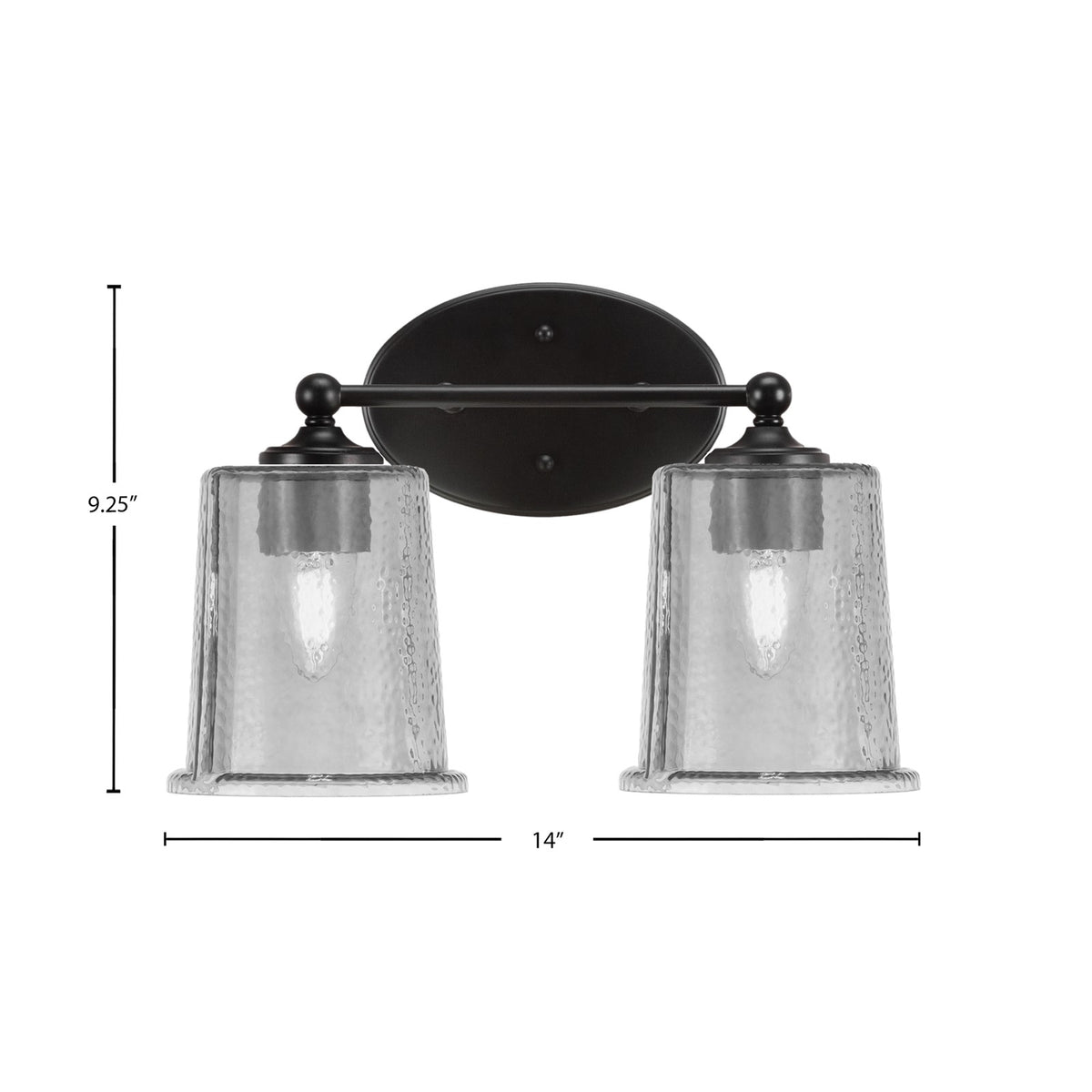 Toltec Capri 2-Light Bath Bar | Modern Matte Black Steel and Smoke Bubble Glass | Bathroom Vanity & Powder Room | 8.25 x 9.25 in | Model 5912-MB-5032