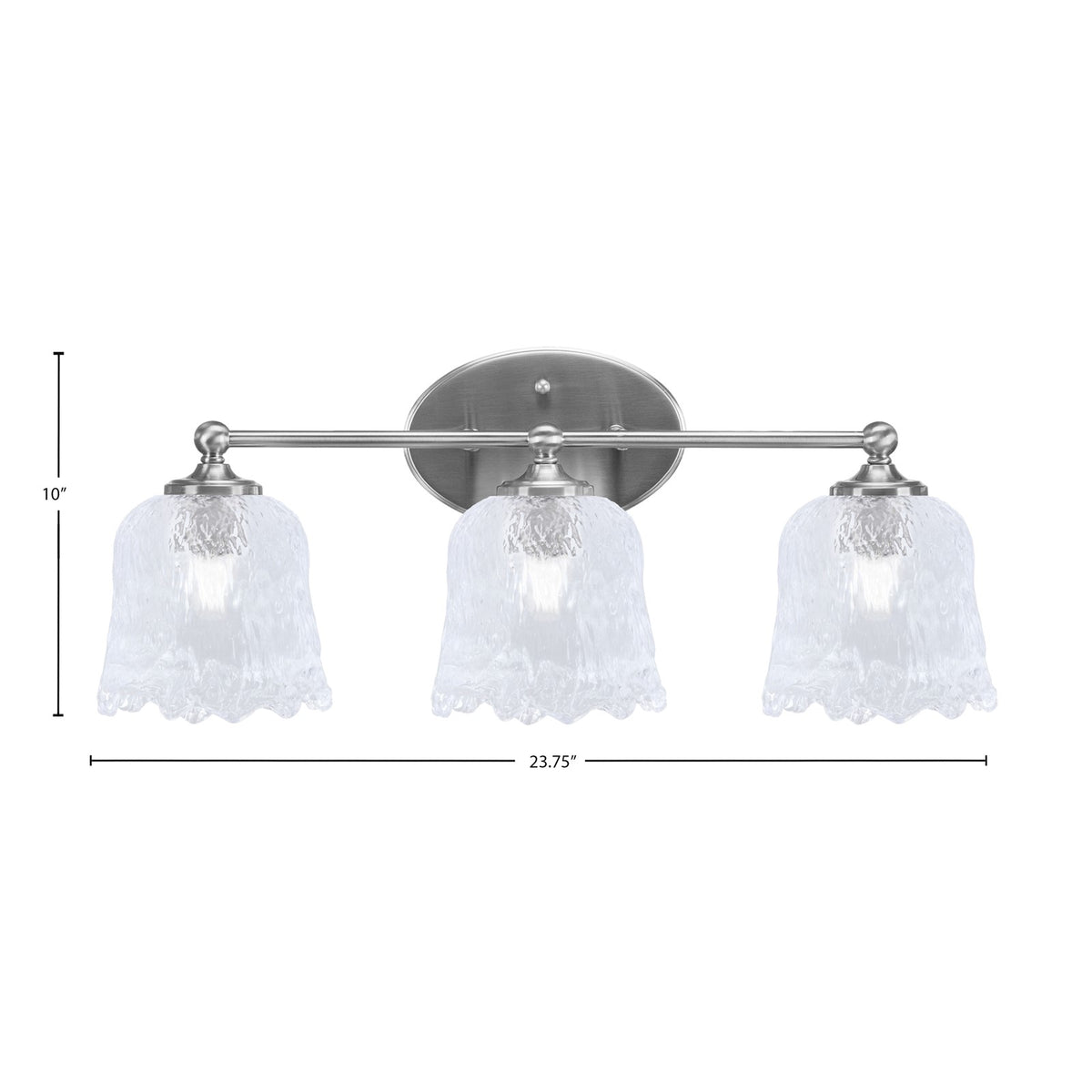 Toltec Capri 3-Light Bath Bar | Brushed Nickel and Clear Lava Glass | Bathroom & Powder Room Vanity Light | 8.75 x 10 in | Model 5913-BN-4230