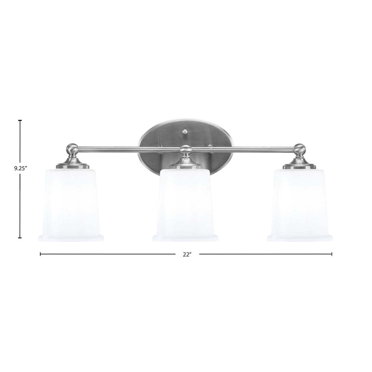 Toltec Capri 3-Light Bath Bar | Brushed Nickel and White Opal Glass | Bathroom & Powder Room Vanity Light | 8.25 x 9.25 in | Model 5913-BN-5031