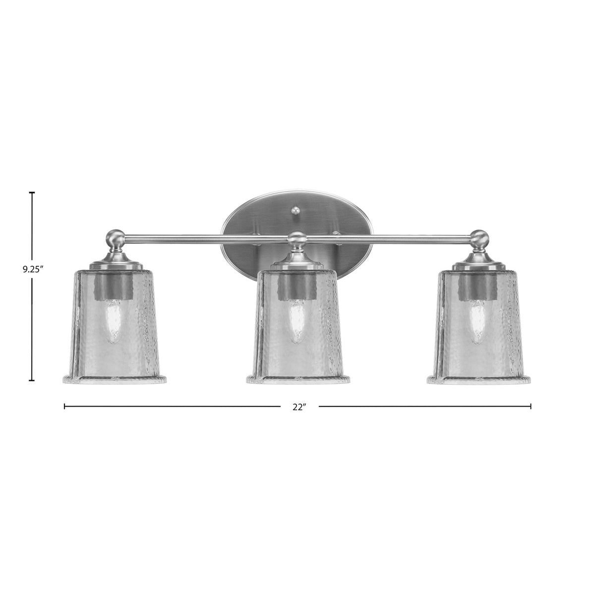Toltec Capri 3-Light Bath Bar | Brushed Nickel and Smoke Bubble Glass | Bathroom & Powder Room Vanity Light | 8.25 x 9.25 in | Model 5913-BN-5032