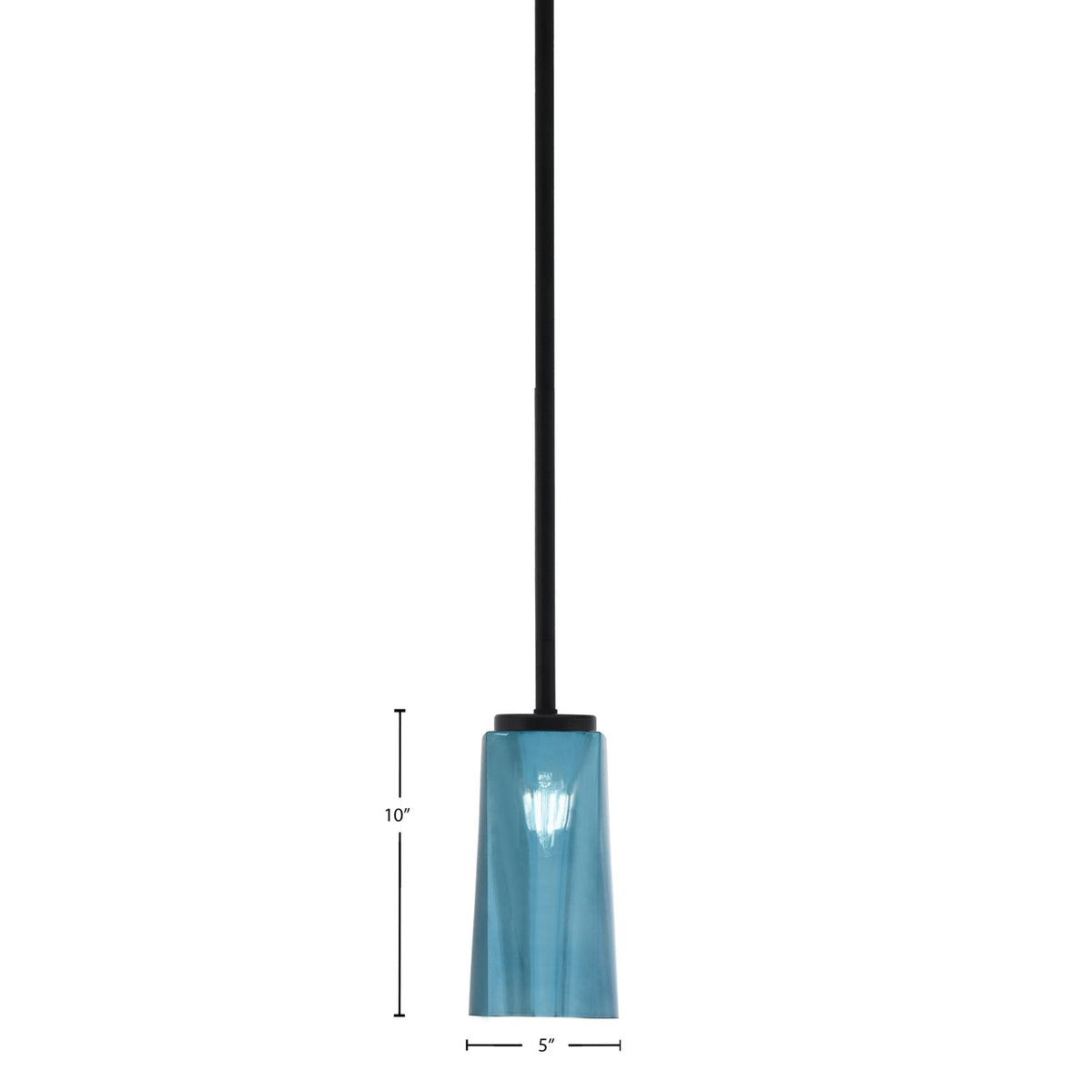 Toltec Sandia 5in 1-Light Mini Pendant | Matte Black and Blue Gradient Glass | Kitchen Island & Dining Room | 5 x 10 in | Model 6201-MB-295