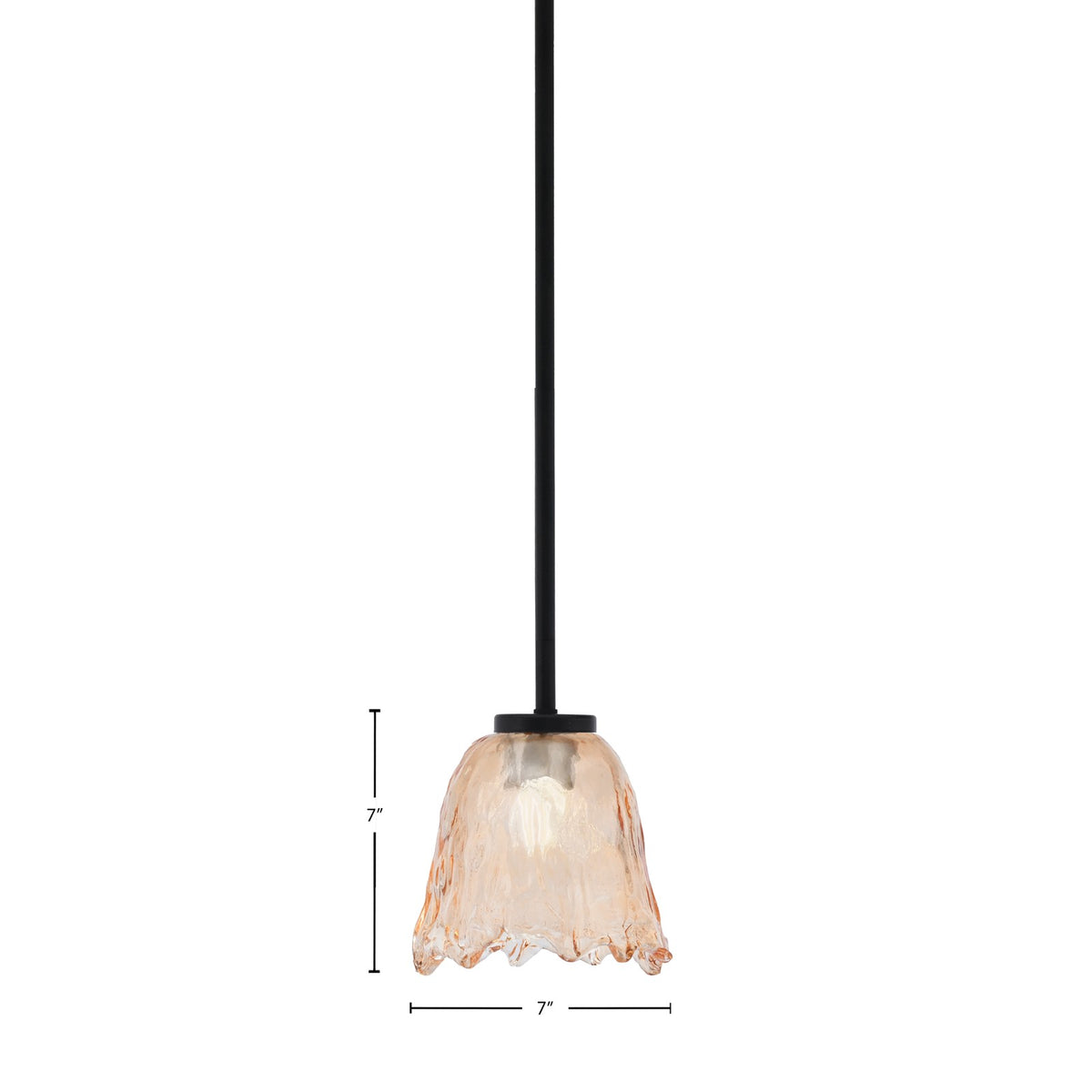 Toltec Sandia 7in 1-Light Mini Pendant | Modern Matte Black and Amber Lava Glass | Kitchen Island & Dining Room | 7 x 7 in | Model 6201-MB-4233